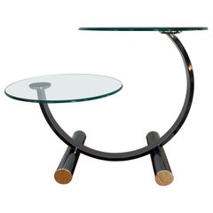 Vintage Postmodern Donald Deskey style 2 tiered side table