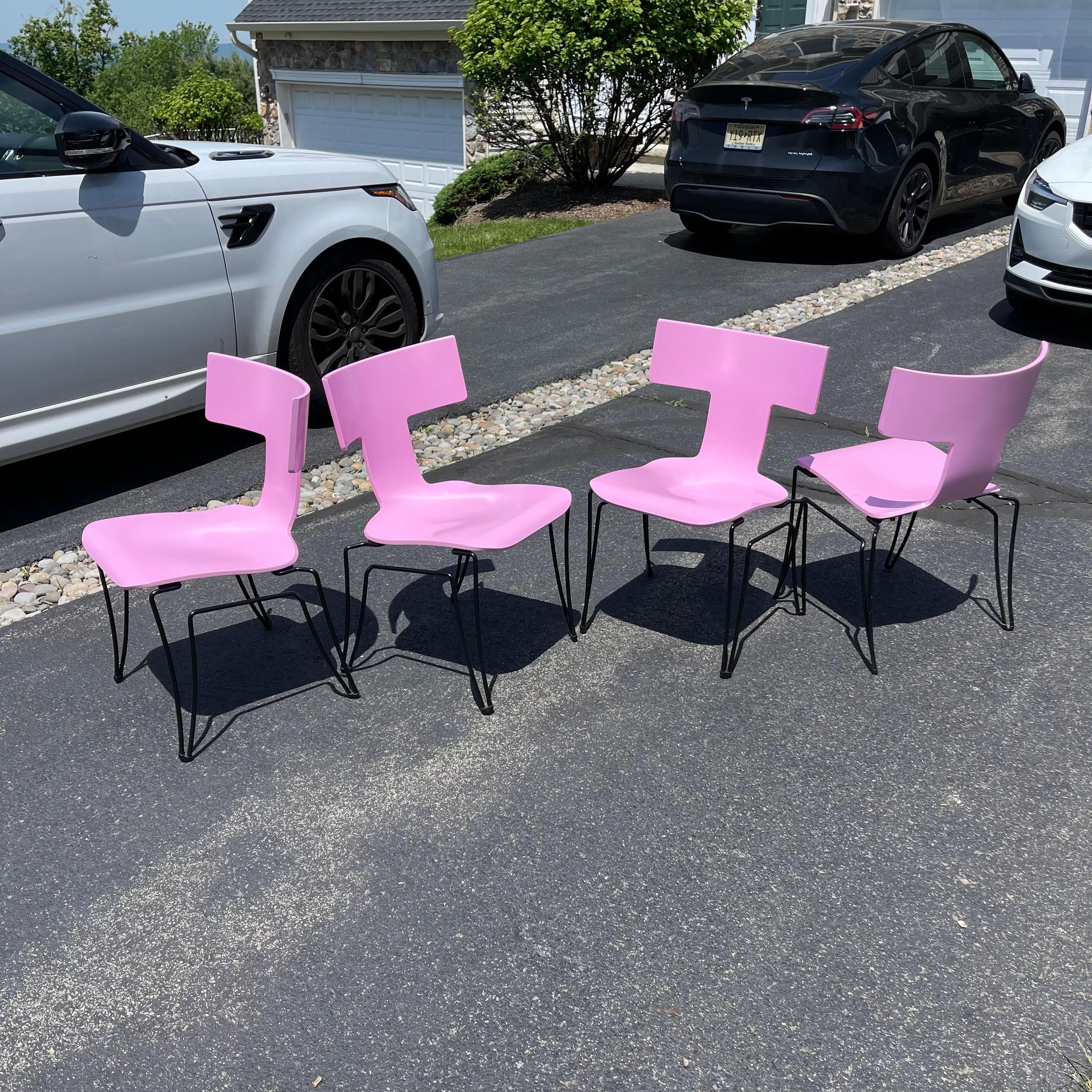 Post-Modern Postmodern Donghia Anziano Pink Bentwood Klismos Chair by John Hutton, Set of 4 For Sale