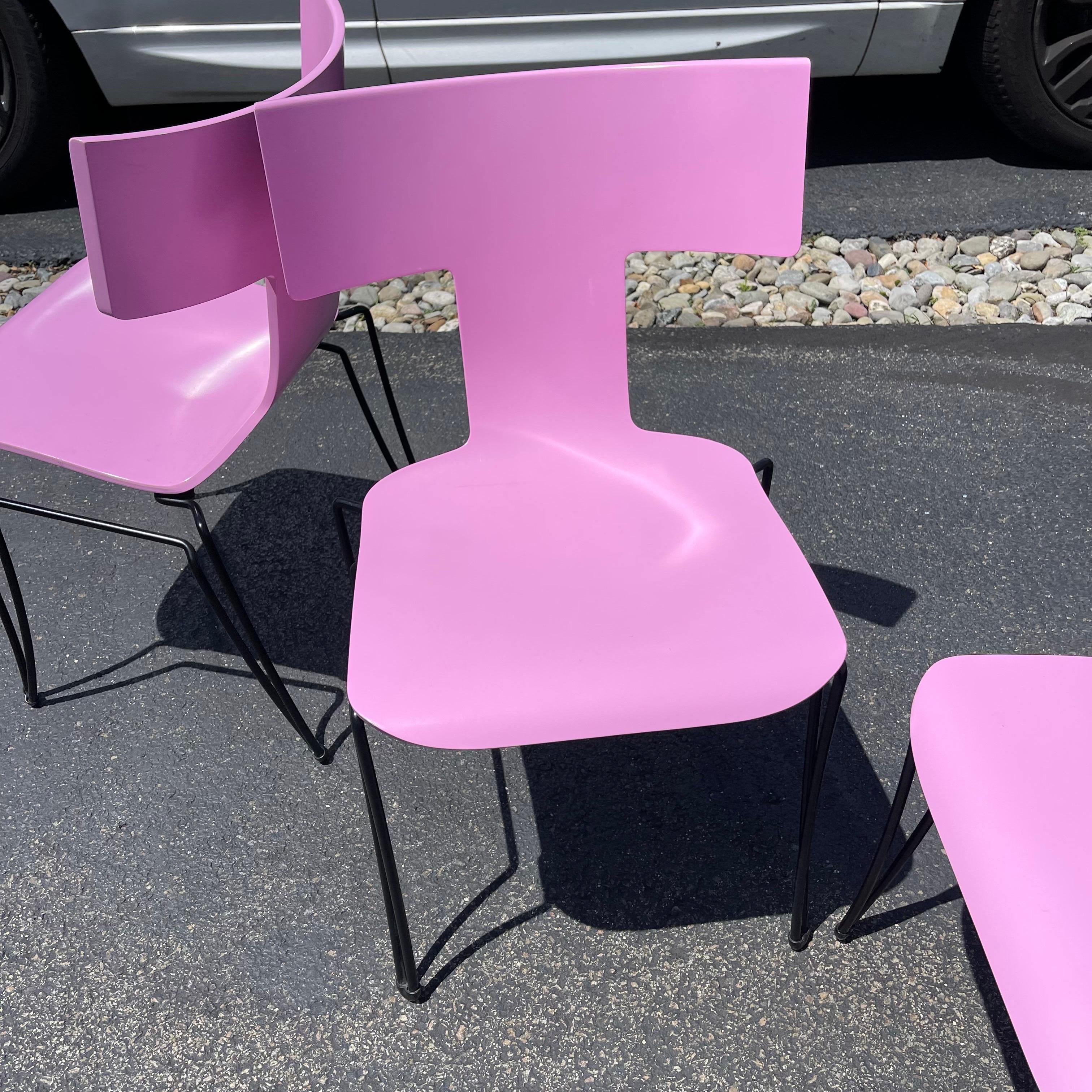 Postmodern Donghia Anziano Pink Bentwood Klismos Chair by John Hutton, Set of 4 In Good Condition For Sale In Jensen Beach, FL
