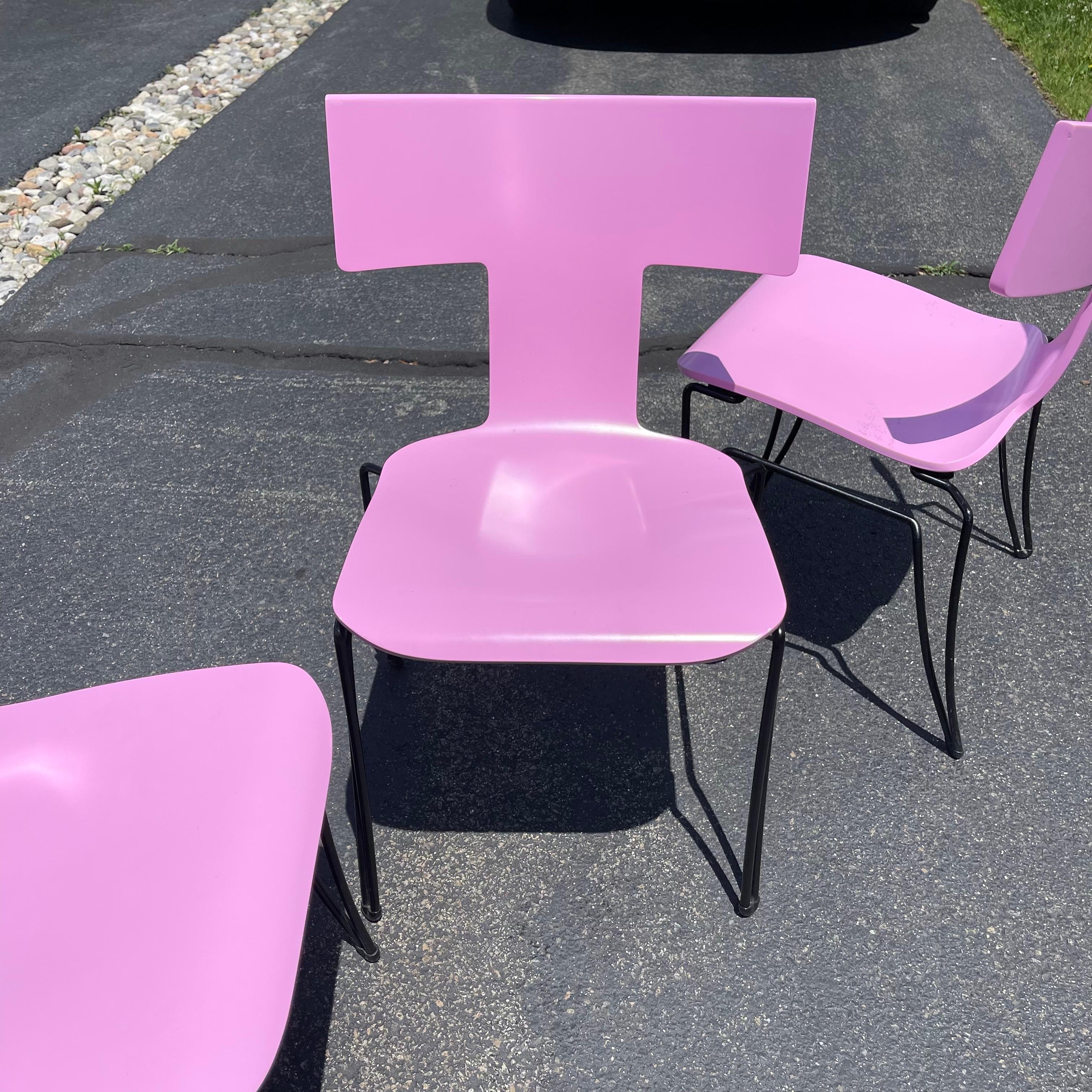 20th Century Postmodern Donghia Anziano Pink Bentwood Klismos Chair by John Hutton, Set of 4 For Sale