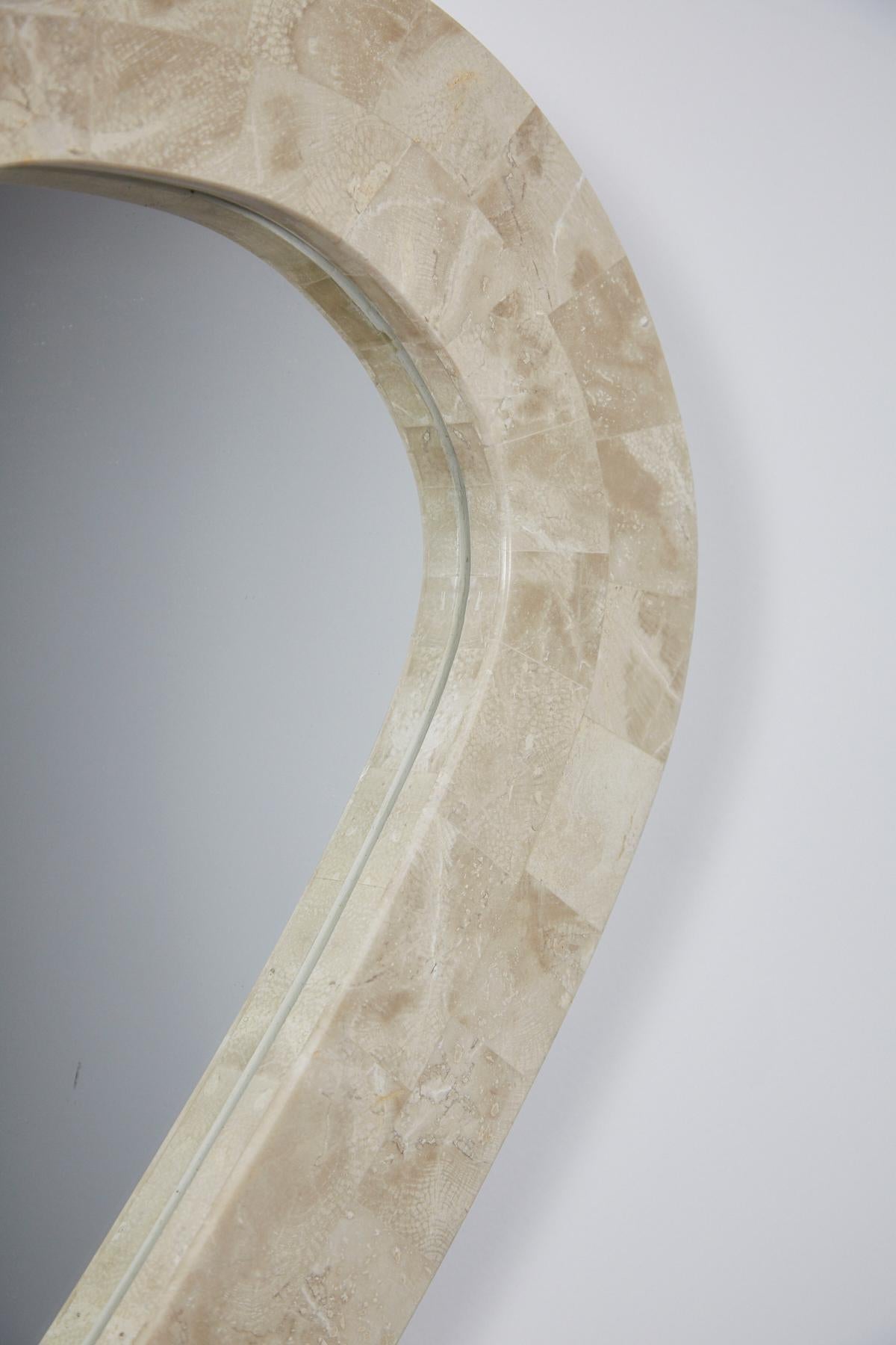 Philippine Postmodern Double Heart Beige Tessellated Stone Mirror, 1990s For Sale