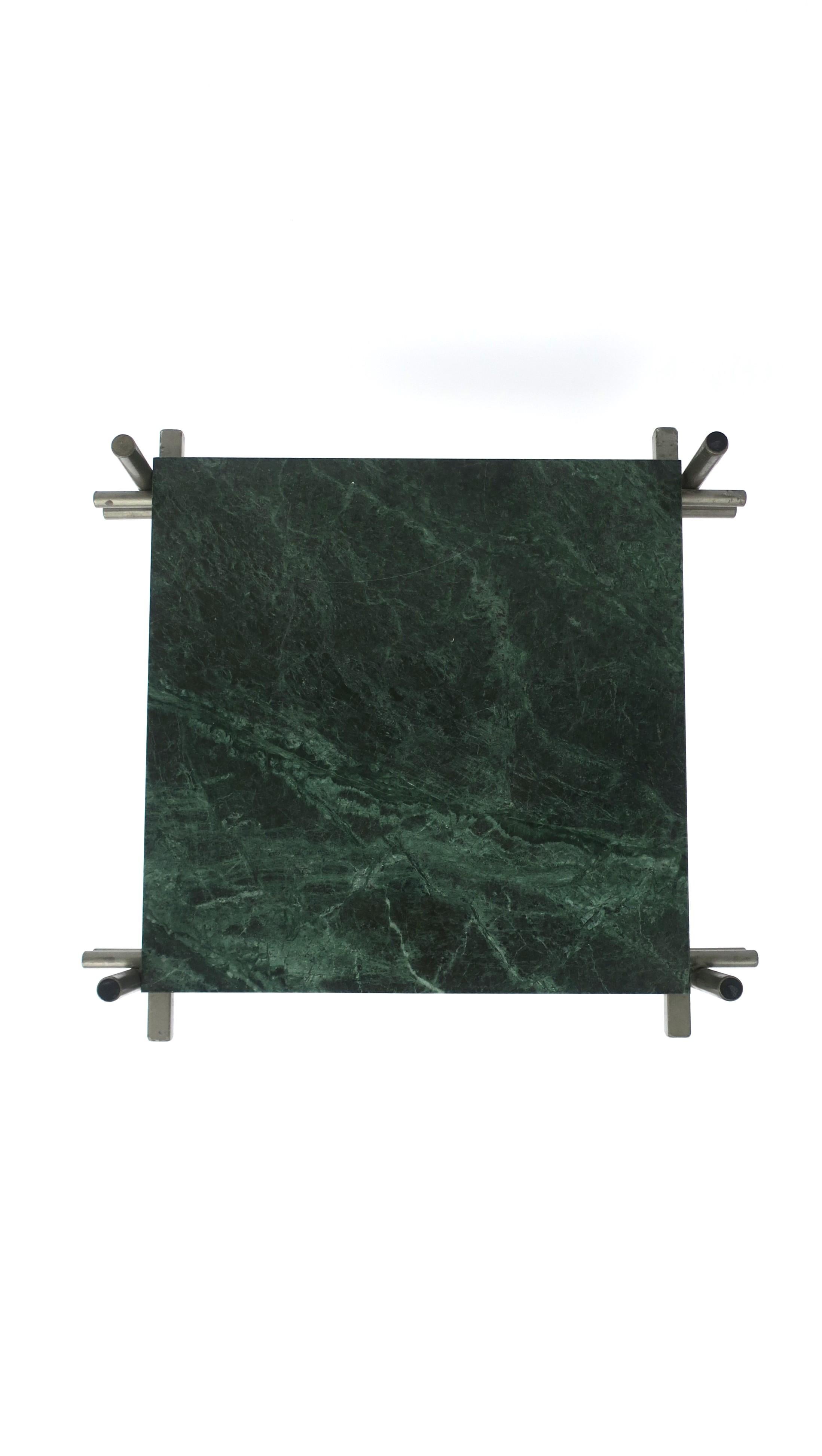 Post-Modern Italian Postmodern Dark Green Marble Drinks Side Table For Sale