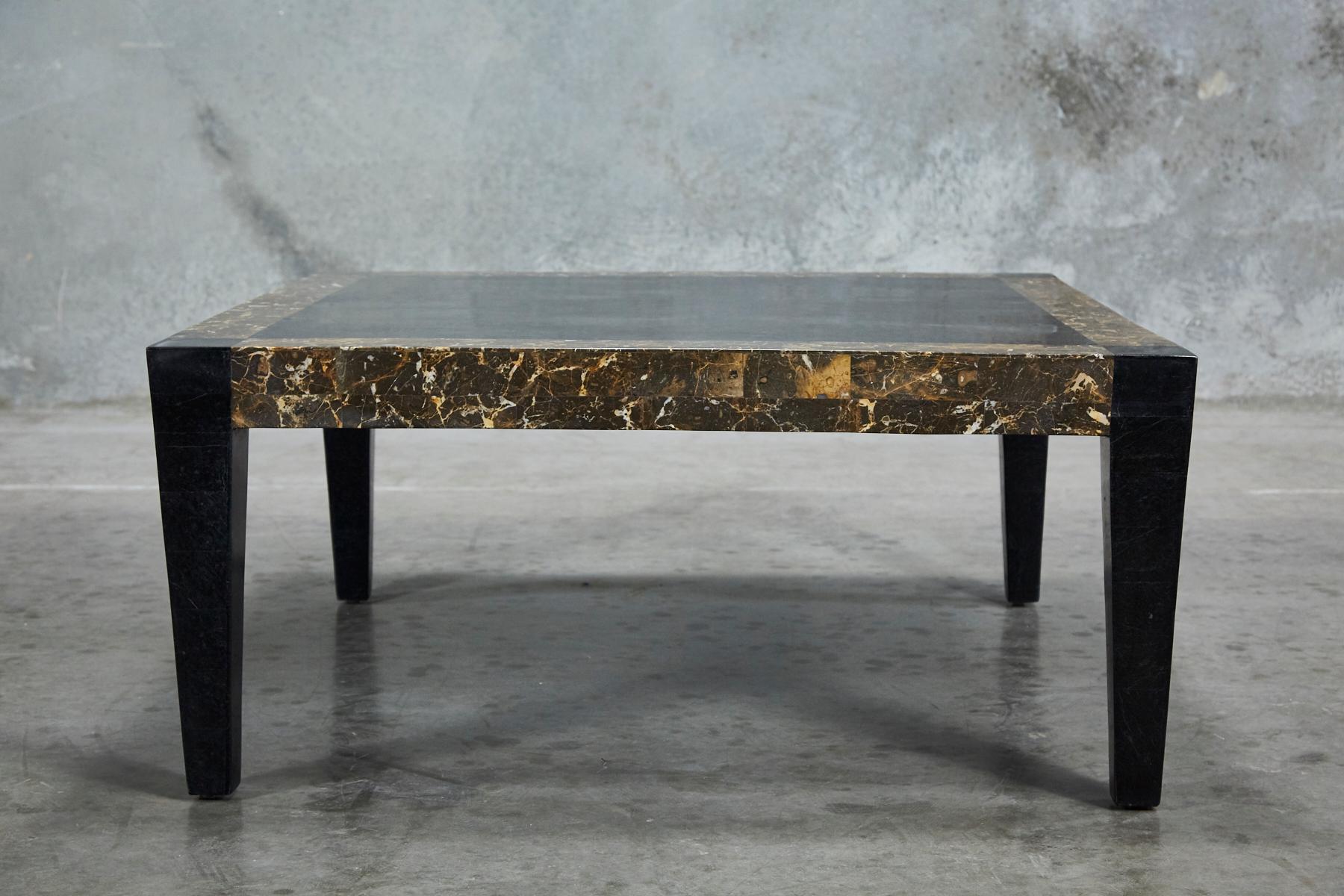 Postmodern Dual Color Tessellated Stone Cube Square Coffee Table, 1990s For Sale 4