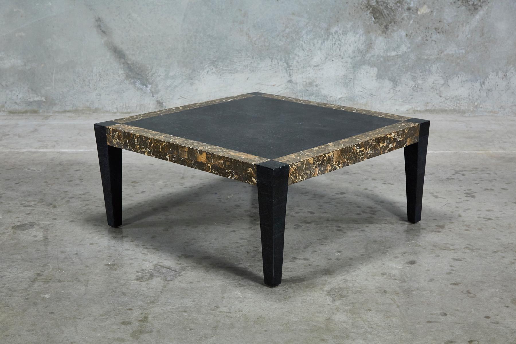 Post-Modern Postmodern Dual Color Tessellated Stone Cube Square Coffee Table, 1990s For Sale