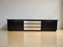 Postmodern Ebonized Ash Sideboard, Cantilevered Top, Belgium, 1980s