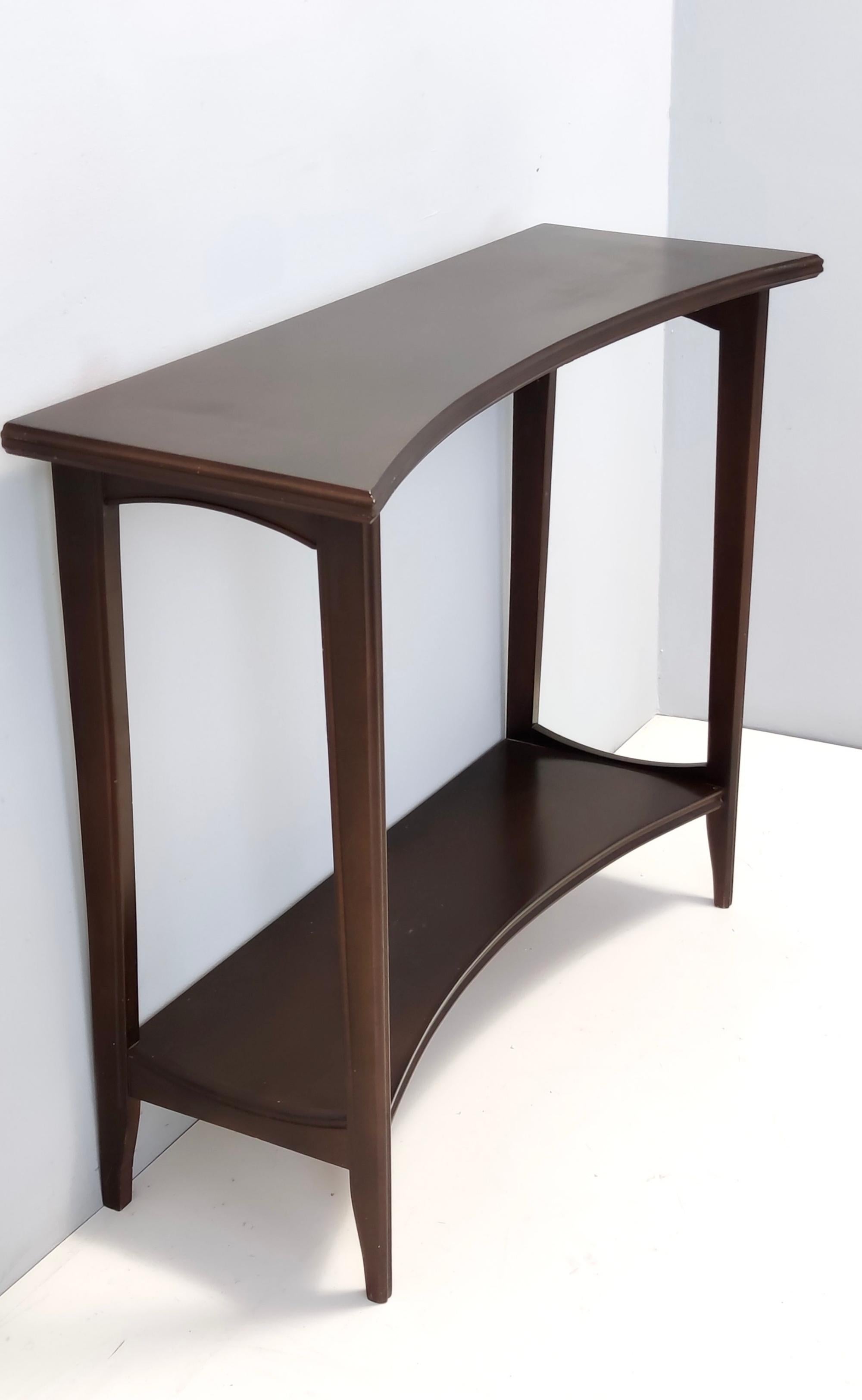 Italian Postmodern Ebonized Beech Console Table with a Lower Shelf, Italy For Sale