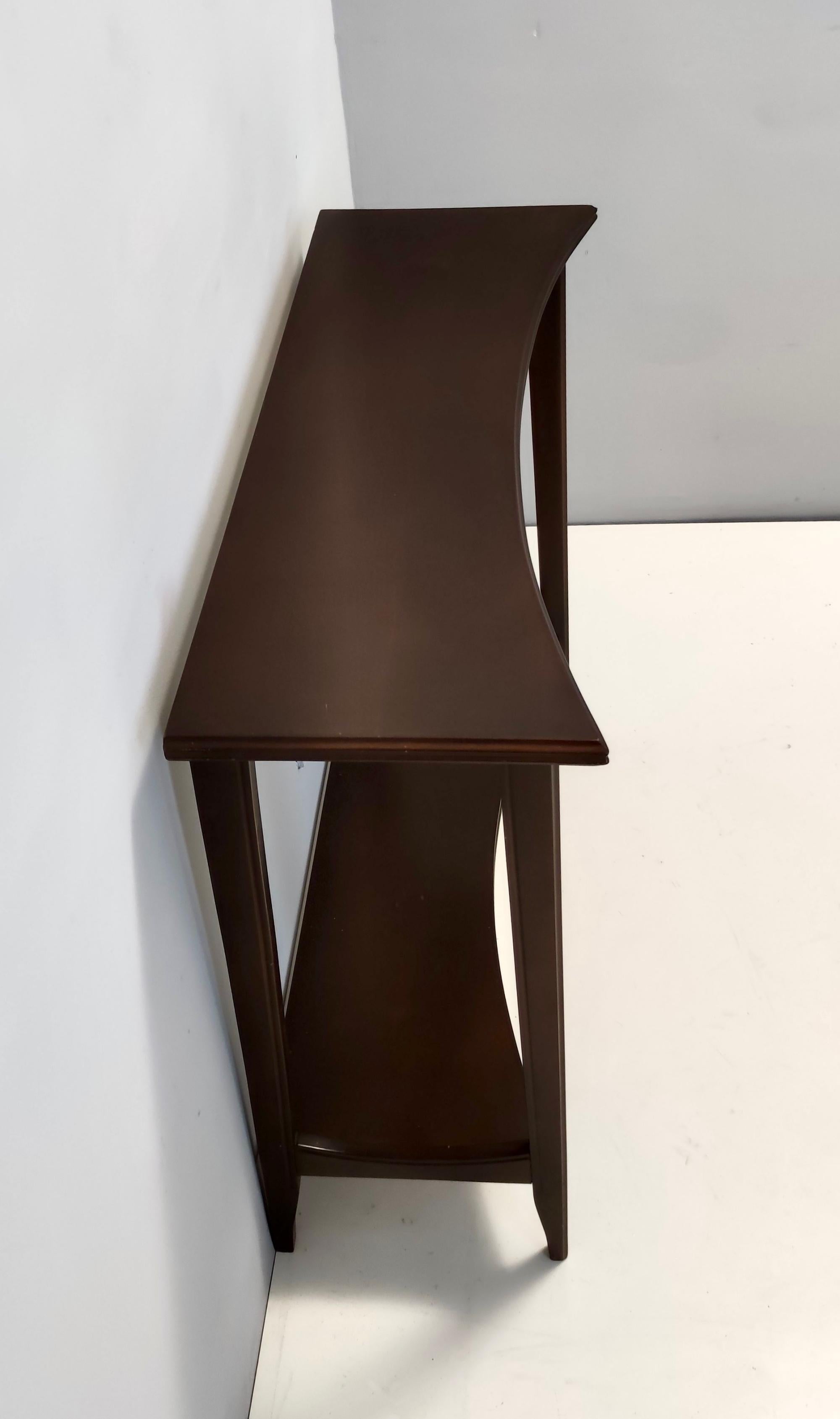 Postmodern Ebonized Beech Console Table with a Lower Shelf, Italy In Excellent Condition For Sale In Bresso, Lombardy