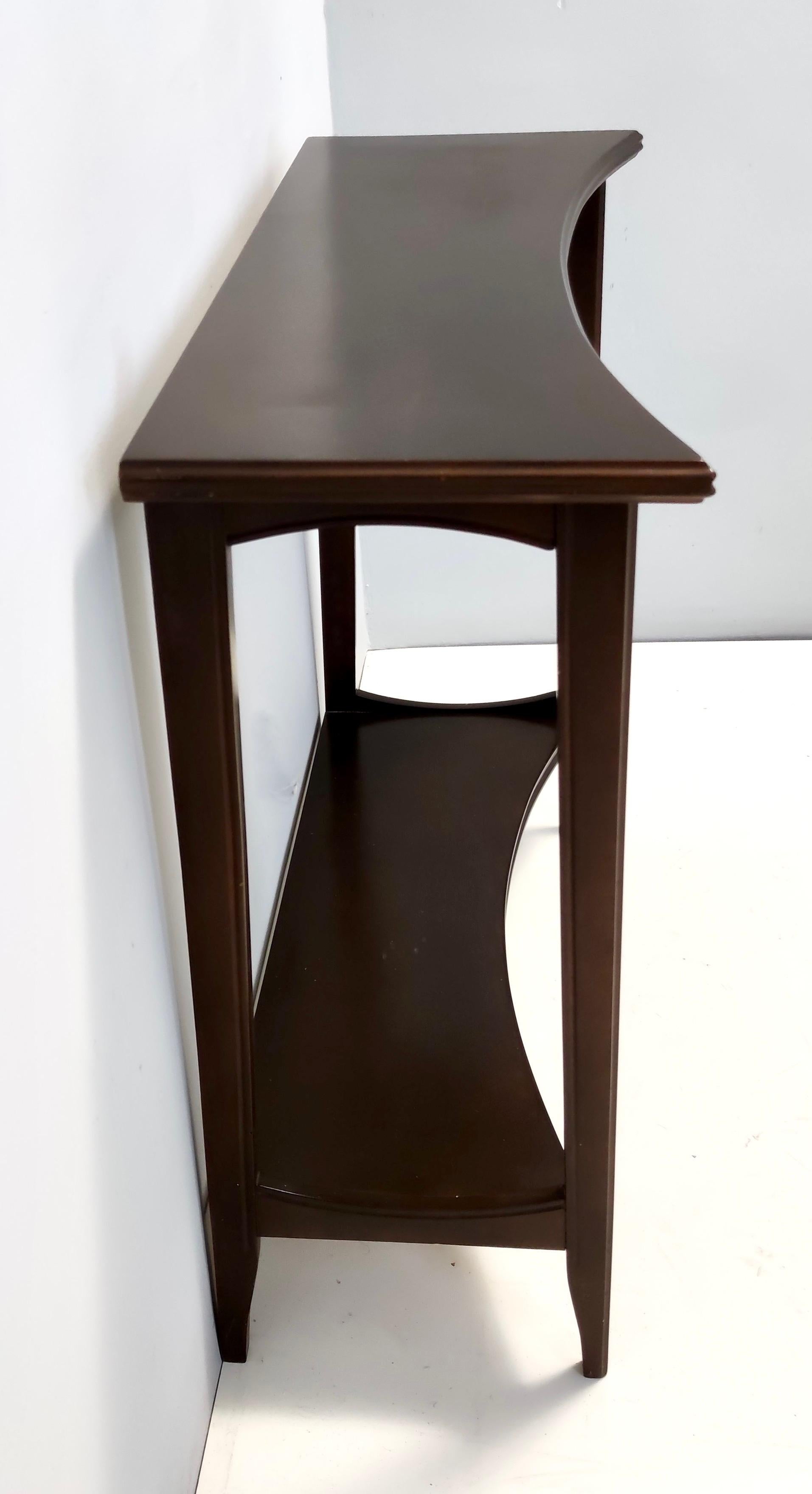 Postmoderner Konsolentisch aus ebonisierter Buche mit niedrigem Regal, Italien (Ende des 20. Jahrhunderts) im Angebot