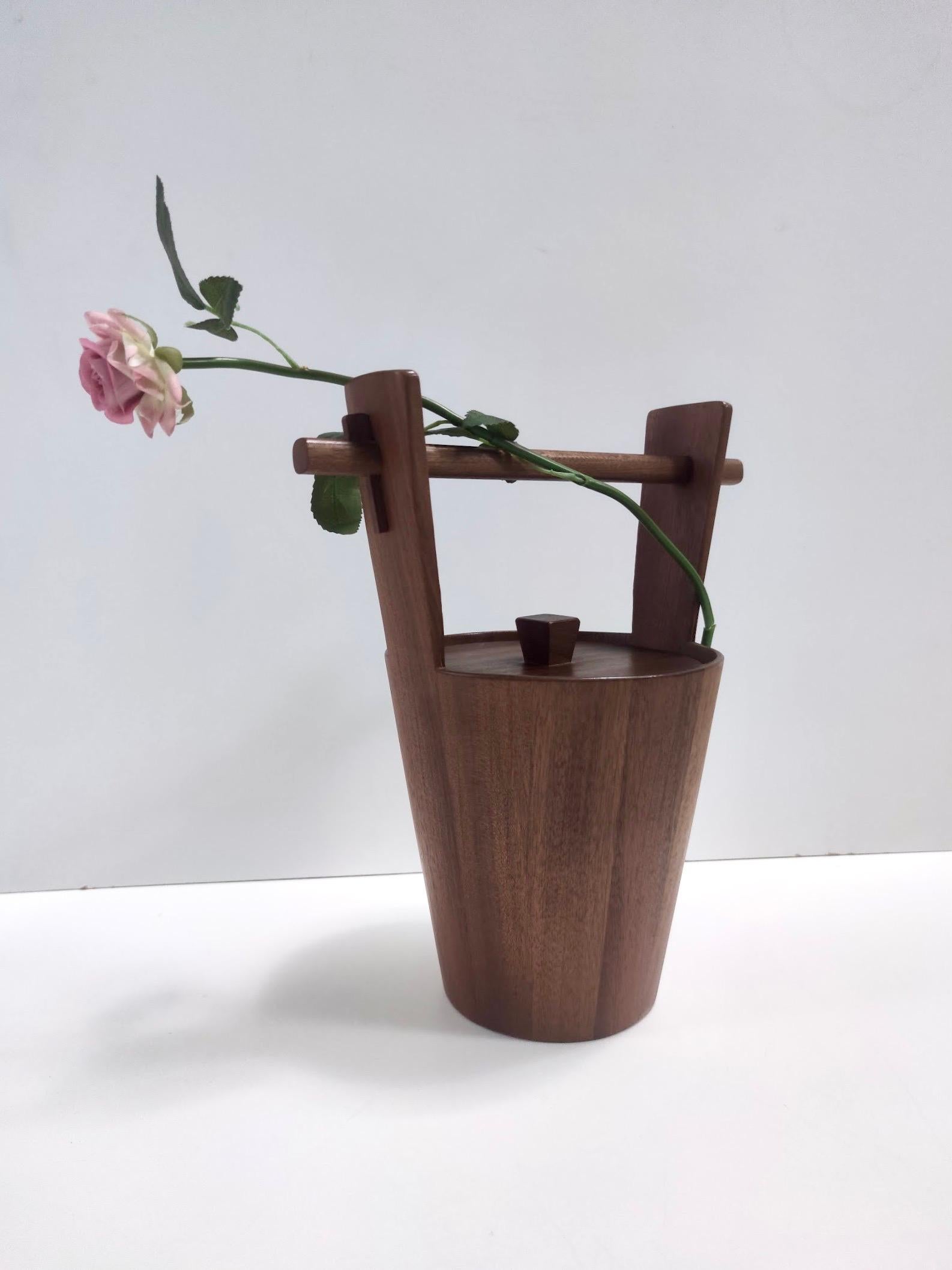 Post-Modern Postmodern Ebonized Beech Ice Bucket by Anri Form, Italy For Sale