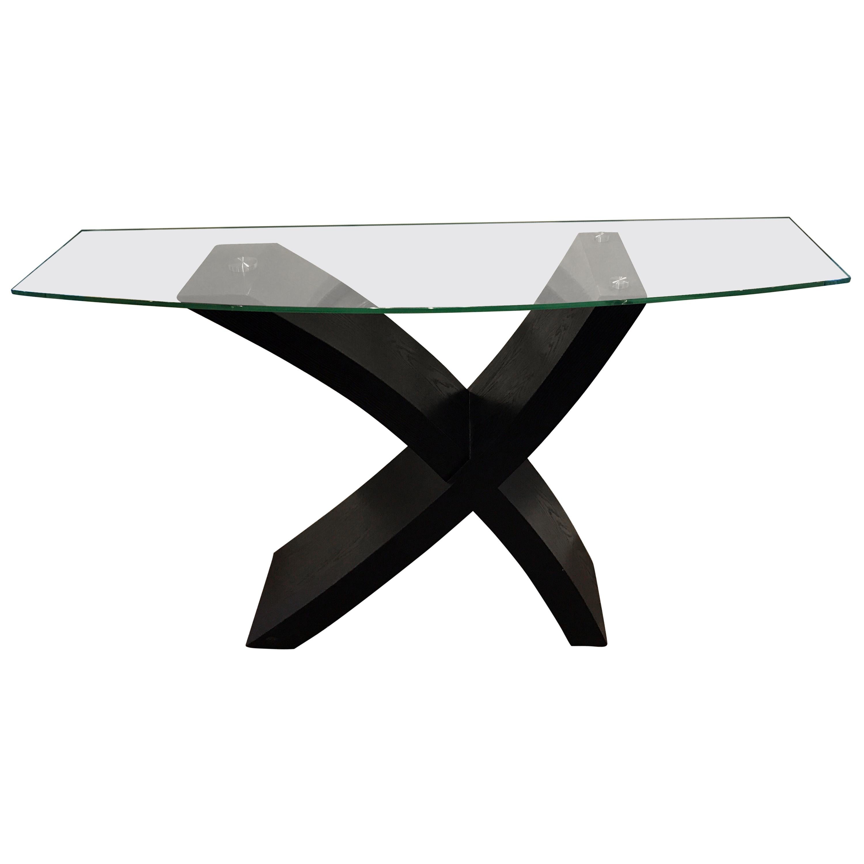 Postmodern Ebonized Wood "X" Console Table For Sale at 1stDibs