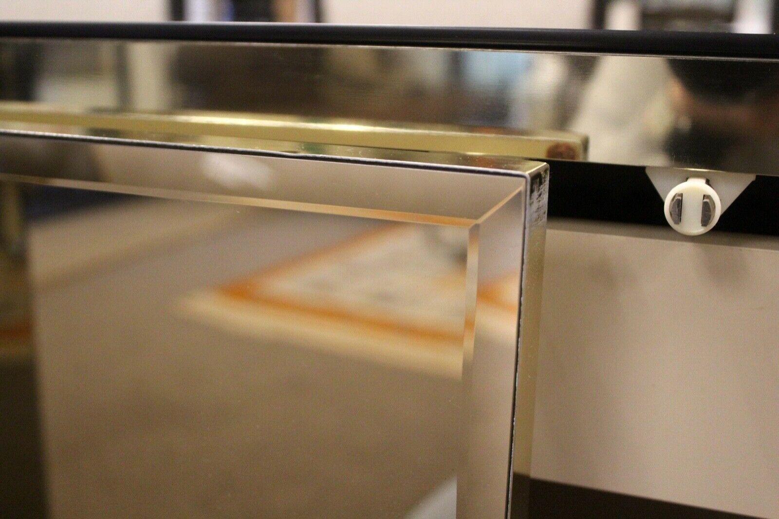 Postmodern Ello Brass Glass Mirrored Credenza Sideboard 4