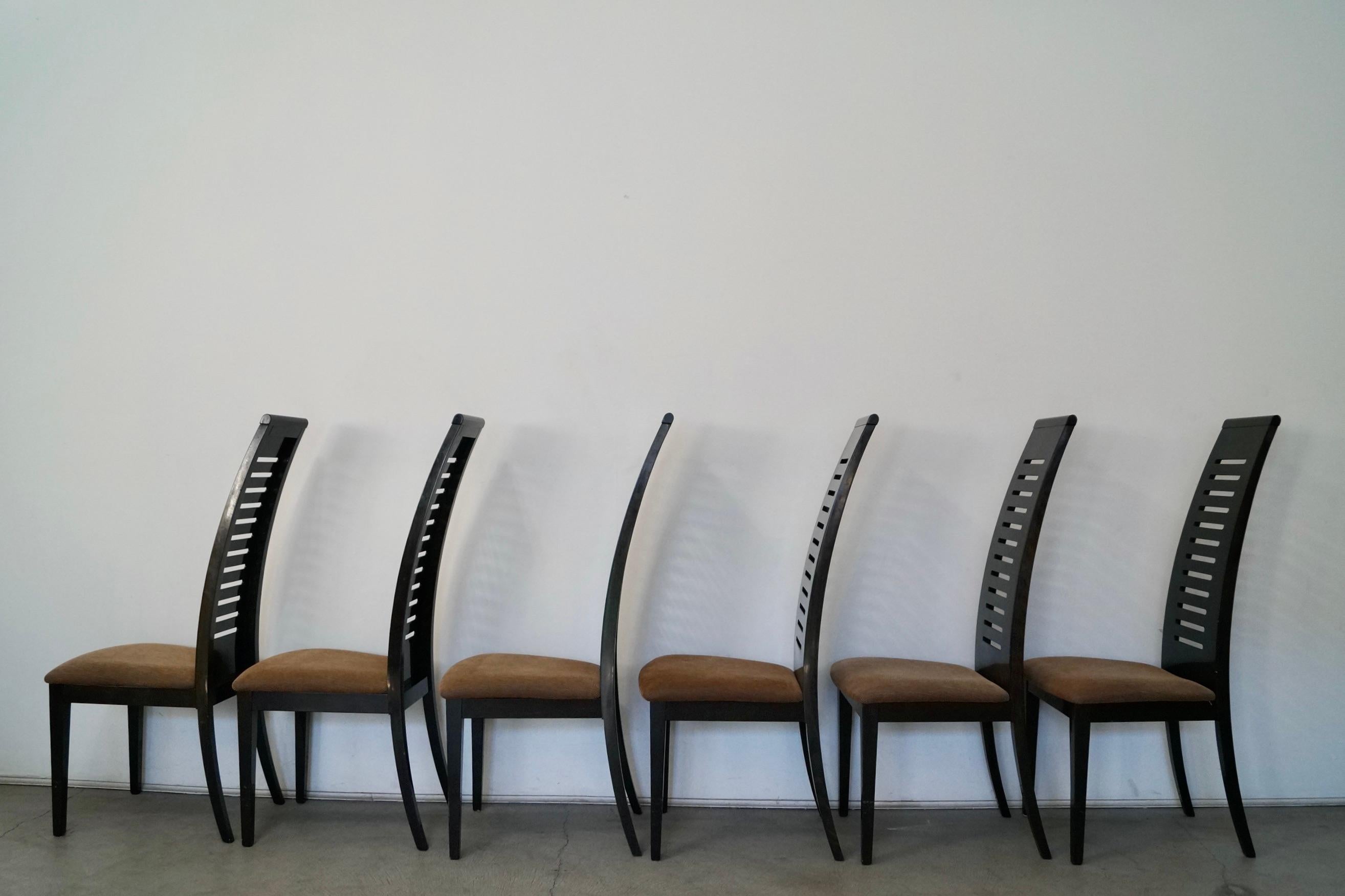 Chaises de salle à manger postmodernes Ello Furniture de Pietro Costantini - Lot de 6 Bon état - En vente à Burbank, CA