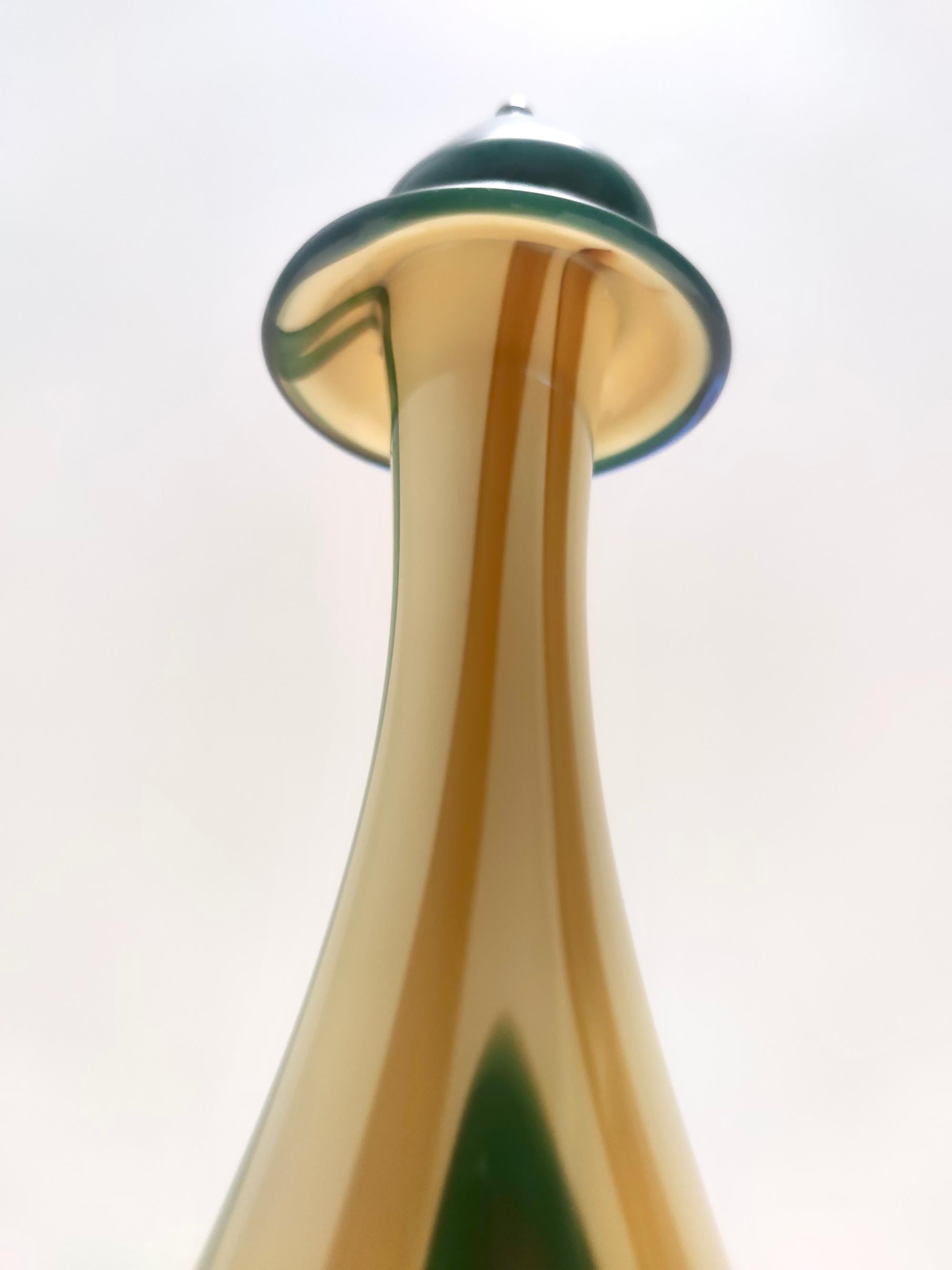 Postmodern Beige Encased and Hand-blown Glass Decanter Bottle, Italy For Sale 1