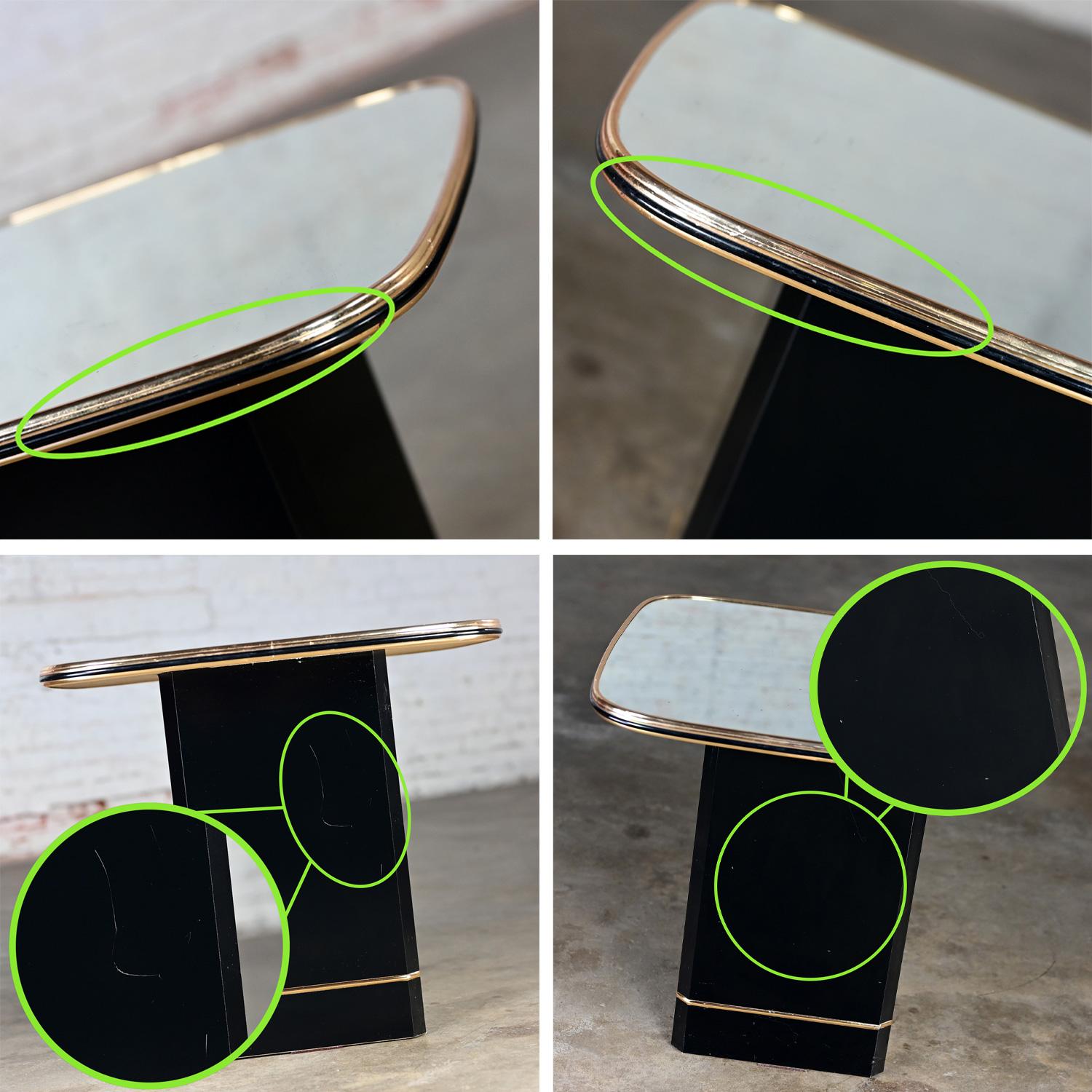 Postmodern End or Side Table with Mirror Top & Black Laquered Pedestal Base For Sale 10