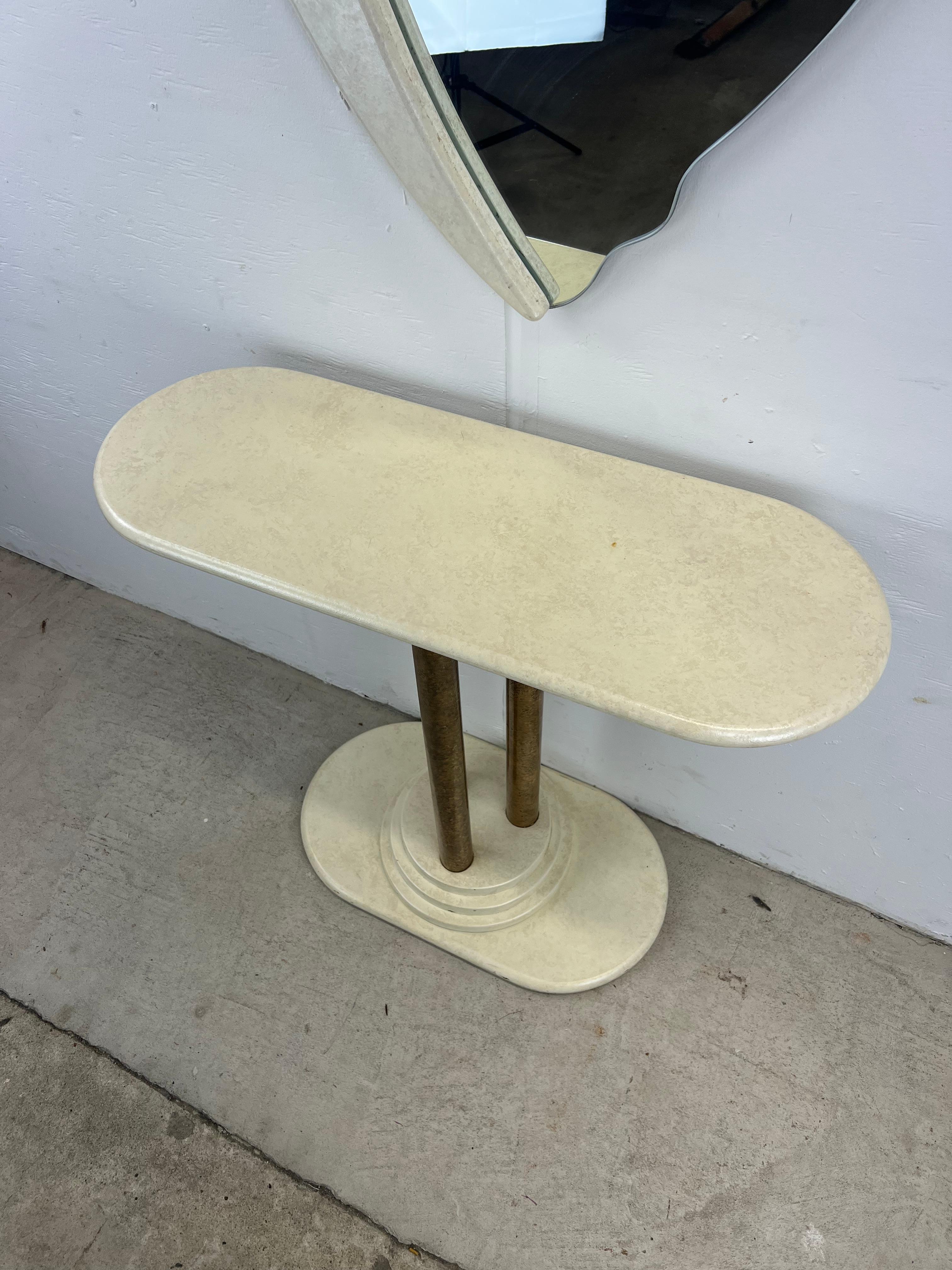 Postmodern Entry Table with Pedestal Base & Wall Mirror For Sale 4