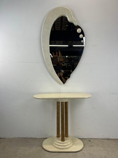 Postmodern Entry Table with Pedestal Base & Wall Mirror