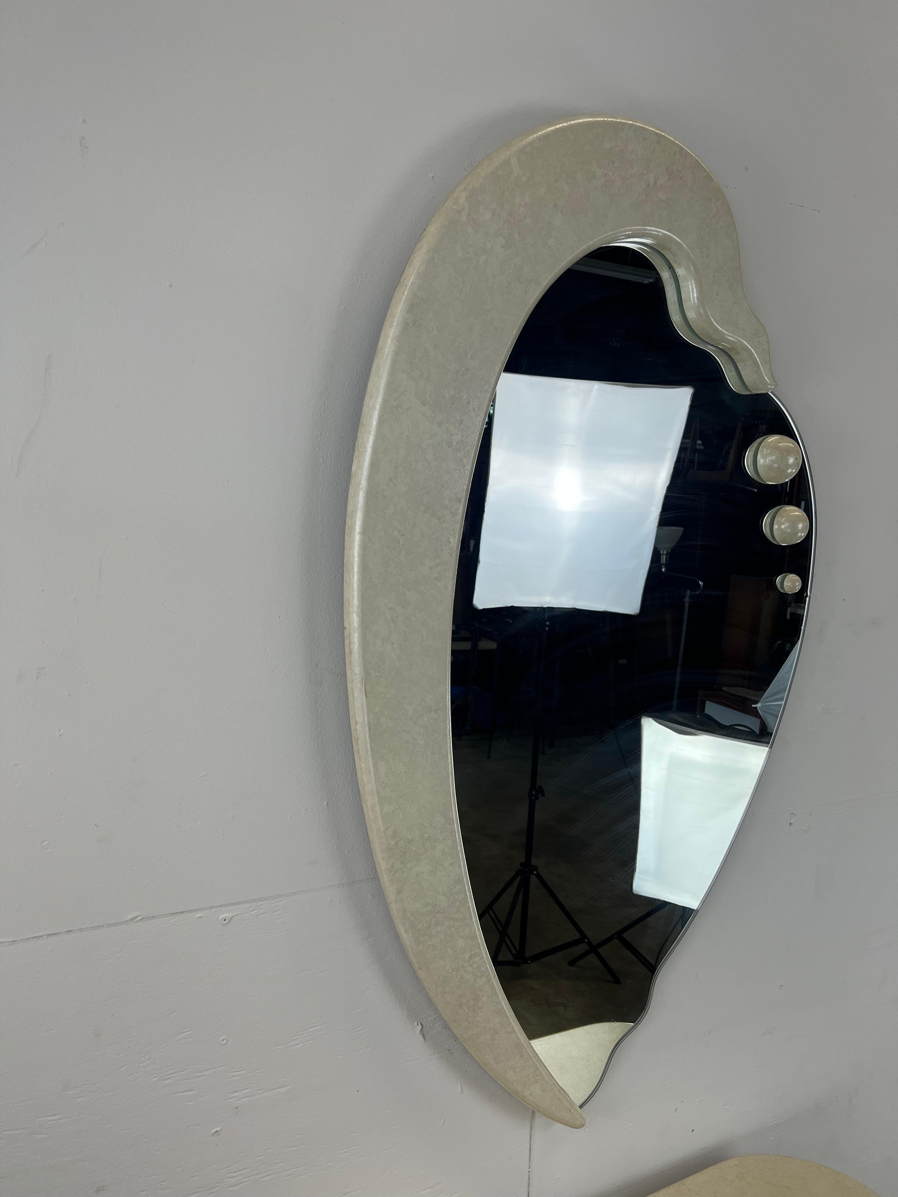 Postmodern Entry Table with Pedestal Base & Wall Mirror In Good Condition For Sale In Freehold, NJ