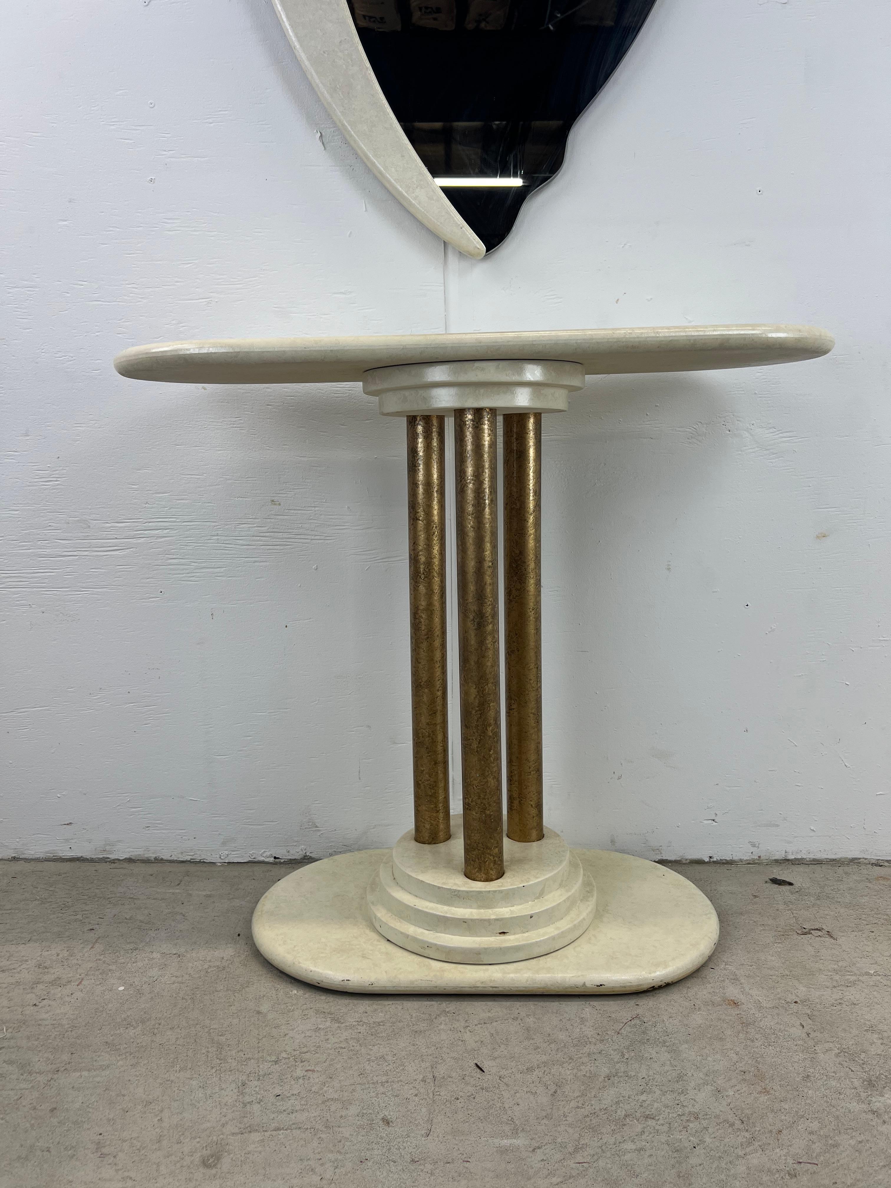 Postmodern Entry Table with Pedestal Base & Wall Mirror For Sale 2