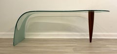 Postmodern Etched Waterfall Custom Made Glass Coffee Table 1980s