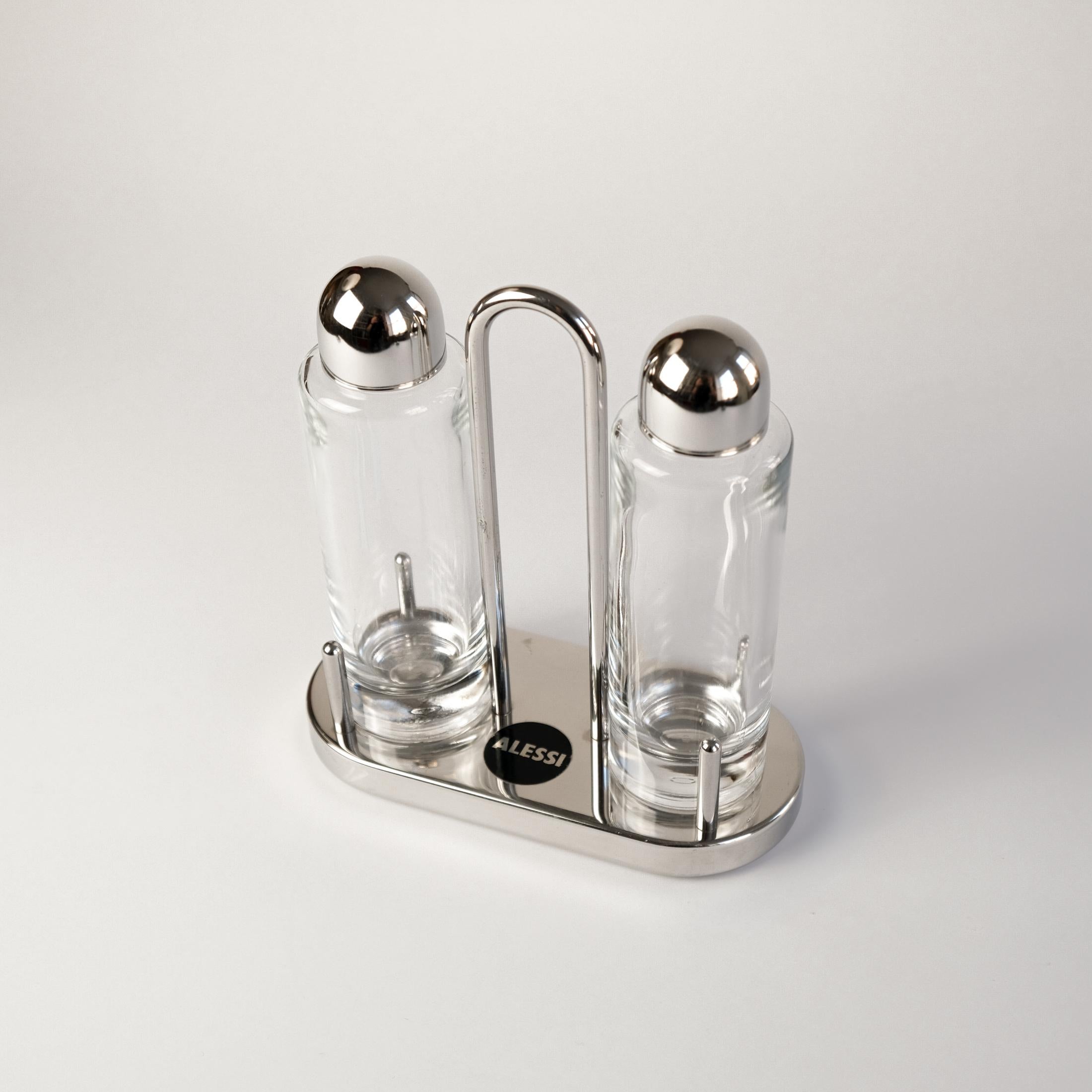 Italian Postmodern Ettore Sottsass Model 5074 Oil & Vinegar Set for Alessi, Italy 1978 For Sale