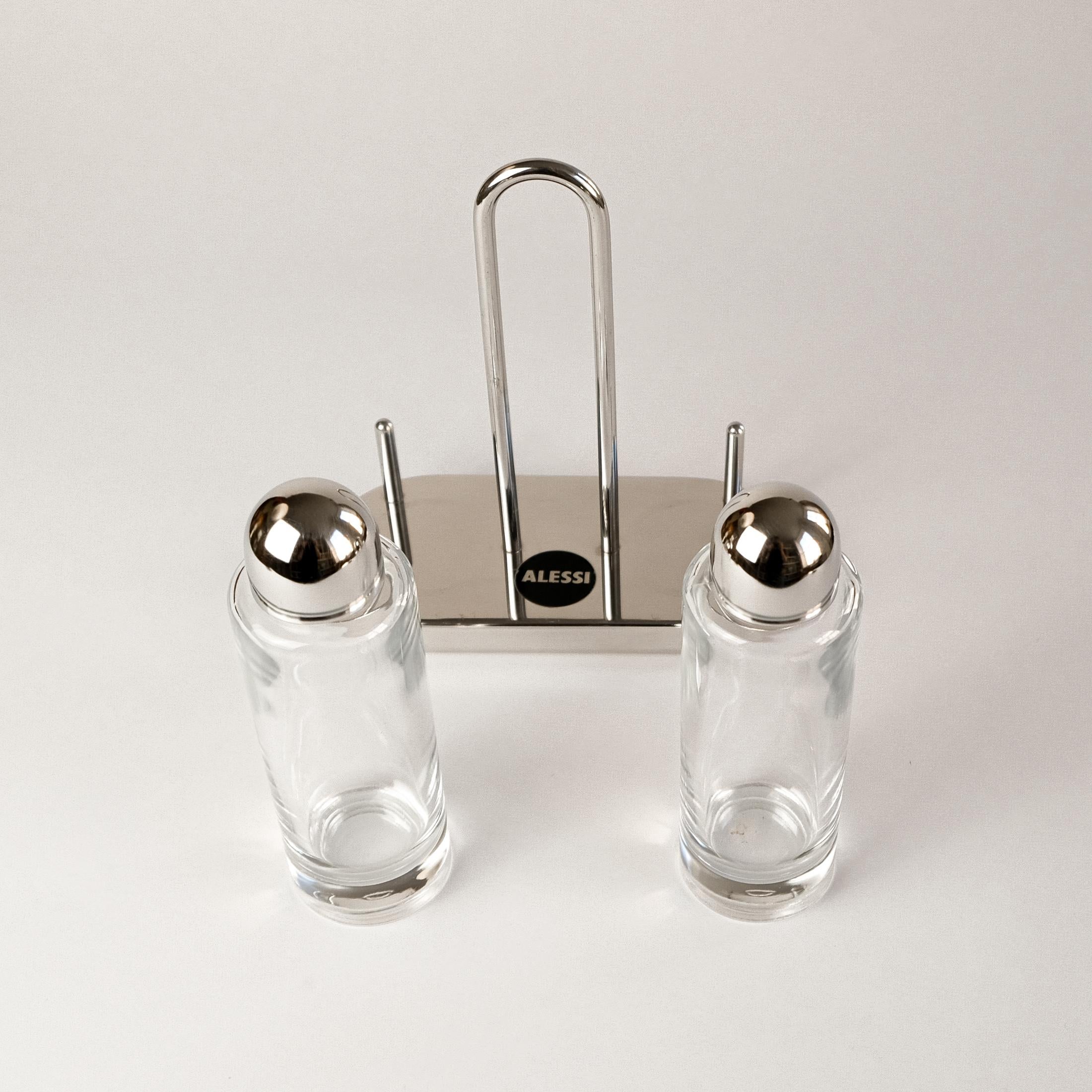 20th Century Postmodern Ettore Sottsass Model 5074 Oil & Vinegar Set for Alessi, Italy 1978 For Sale