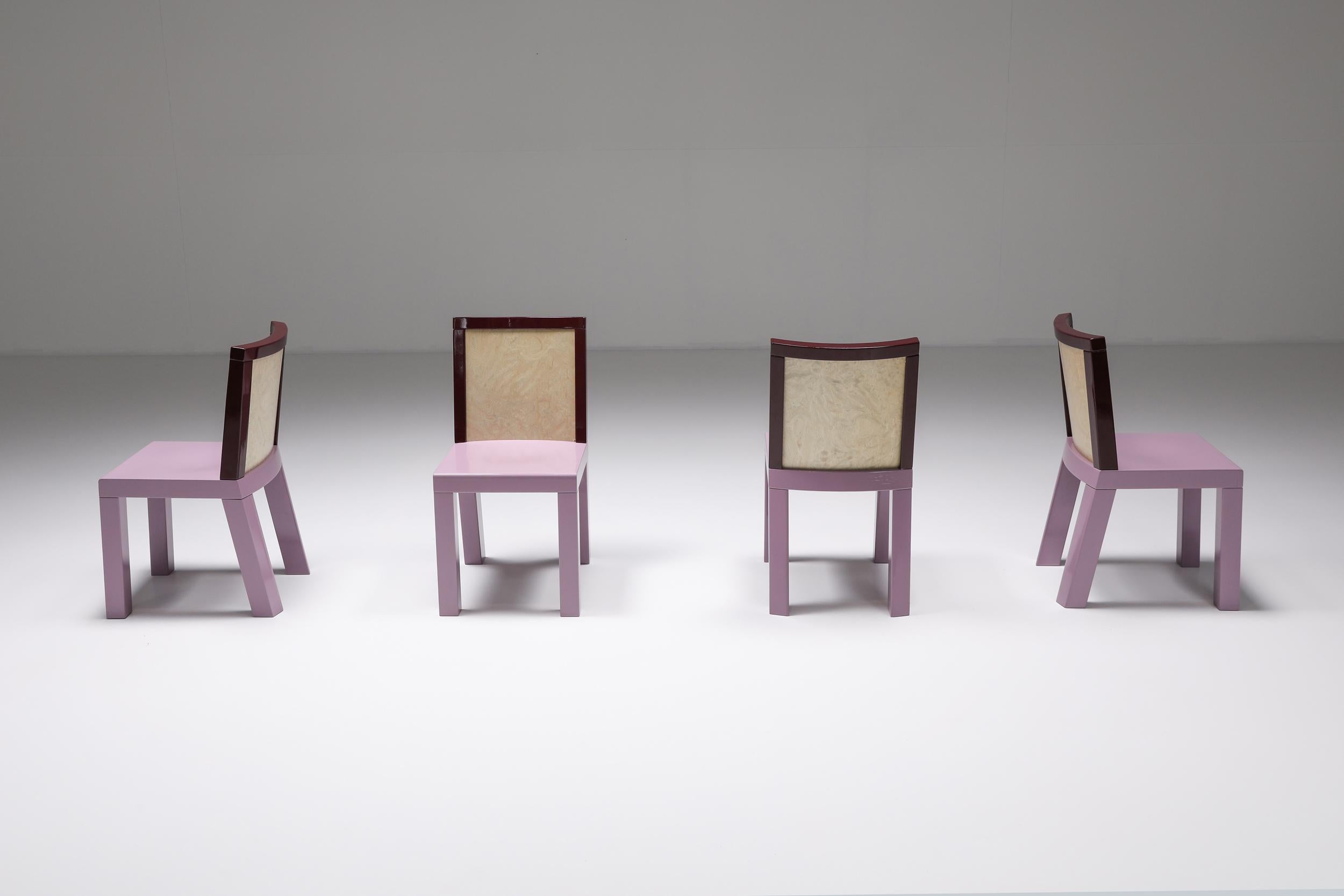 Postmodern Ettore Sottsass Pink Dining Chairs for Leitner, 1980s For Sale 5