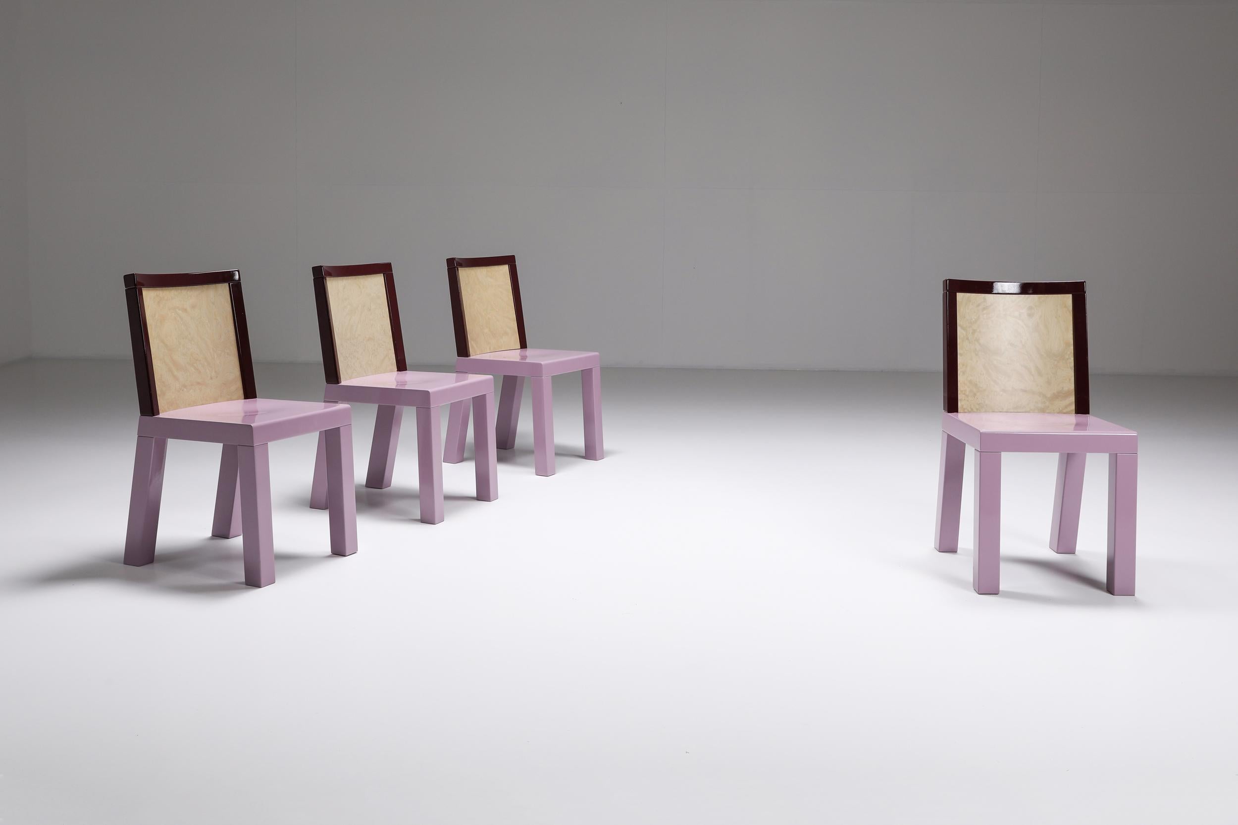 Postmodern Ettore Sottsass Pink Dining Chairs for Leitner, 1980s For Sale 6