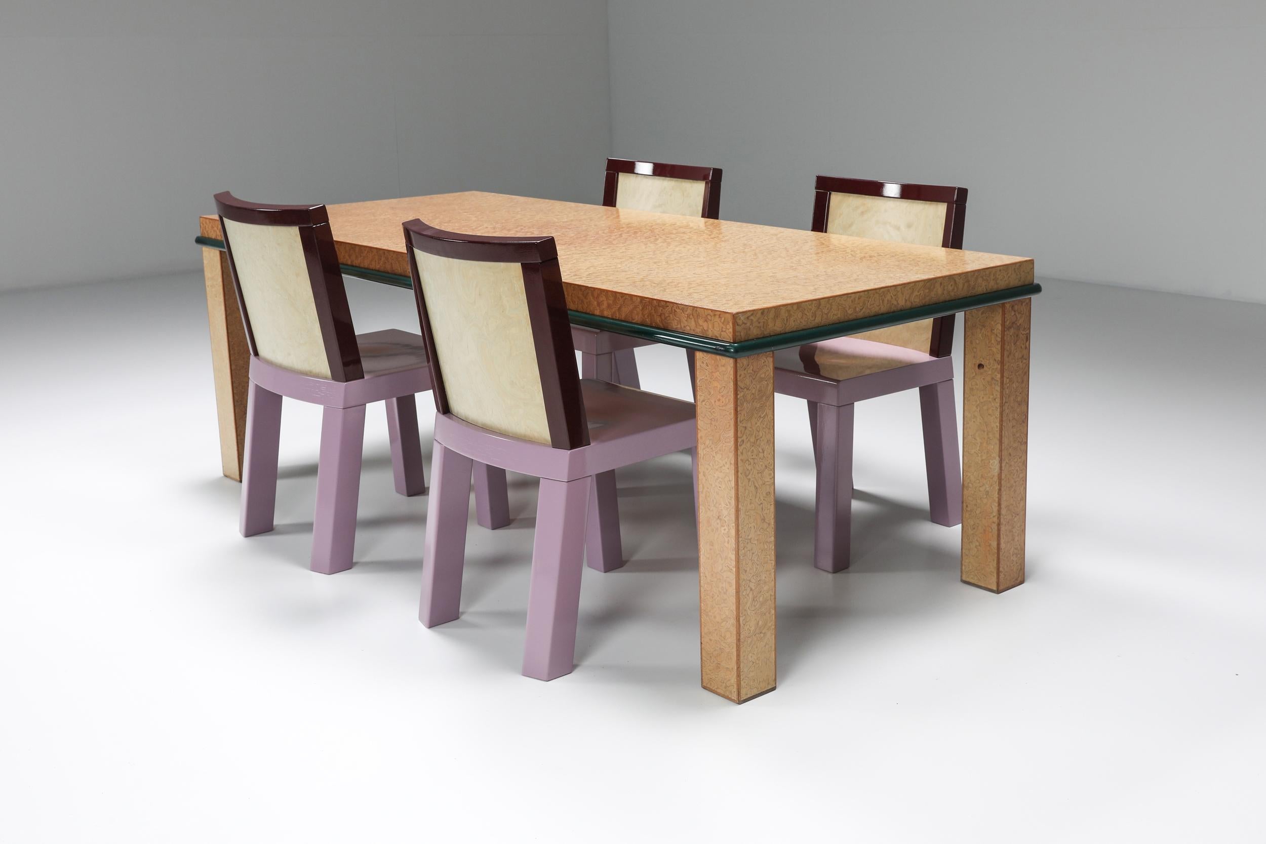 Postmodern Ettore Sottsass Pink Dining Chairs for Leitner, 1980s For Sale 11