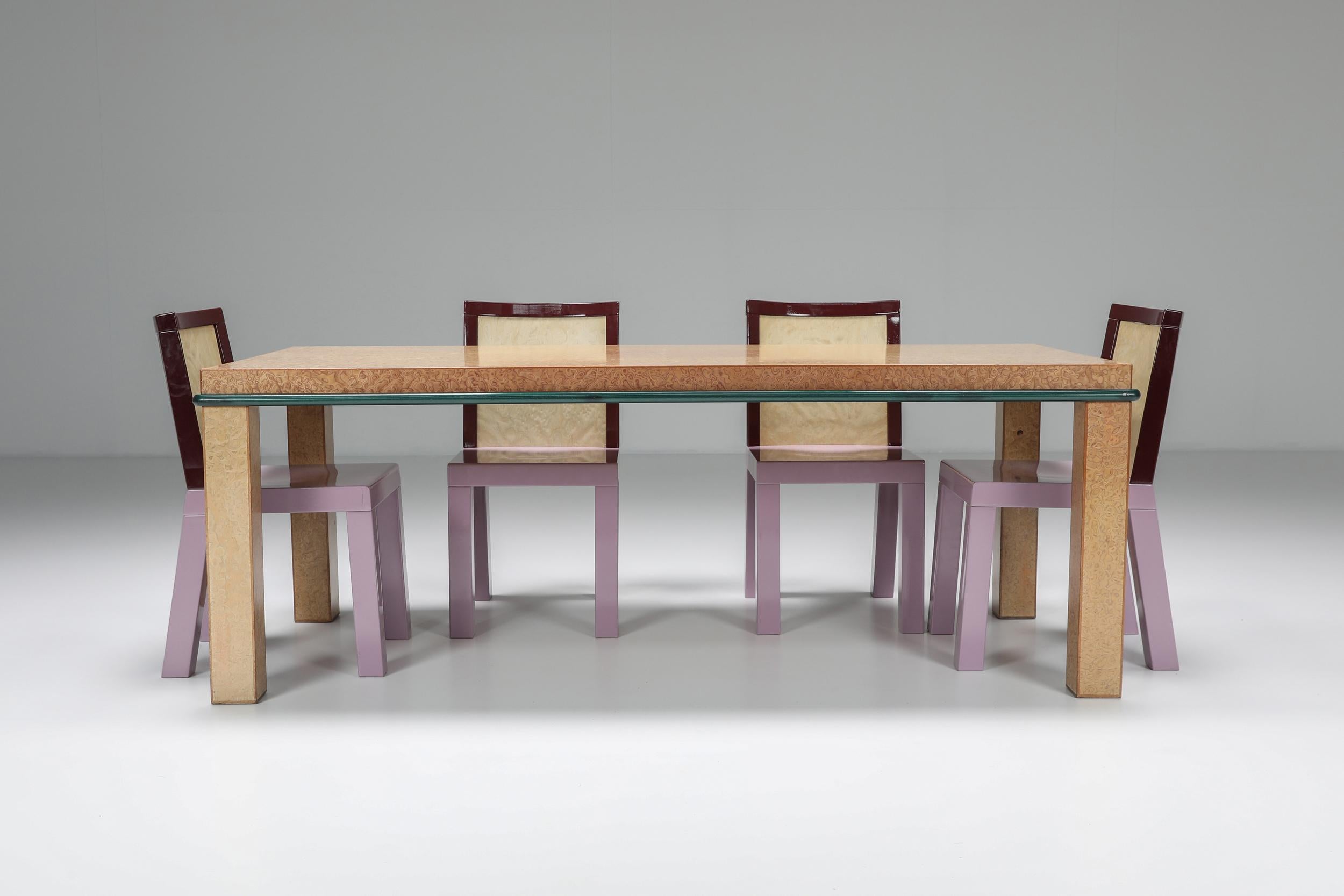 Postmodern Ettore Sottsass Pink Dining Chairs for Leitner, 1980s For Sale 12