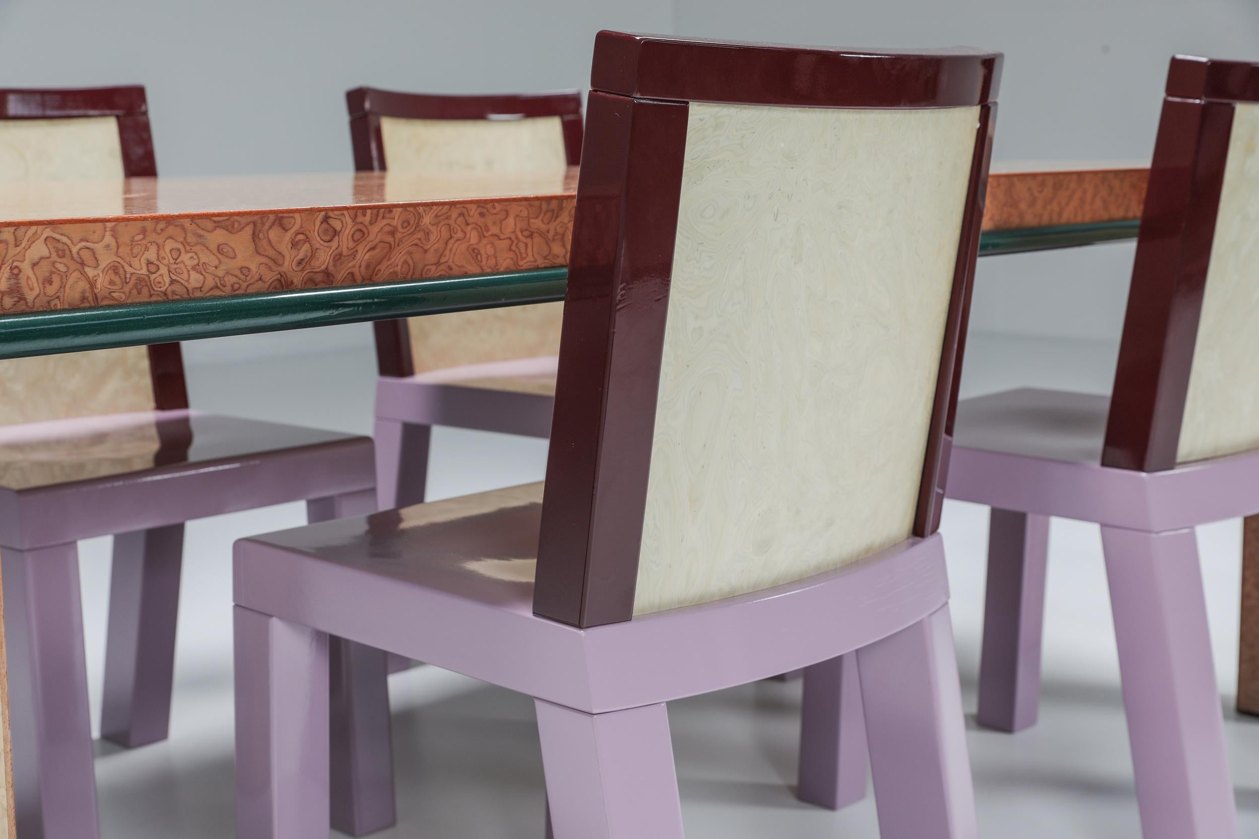 Postmodern Ettore Sottsass Pink Dining Chairs for Leitner, 1980s For Sale 13