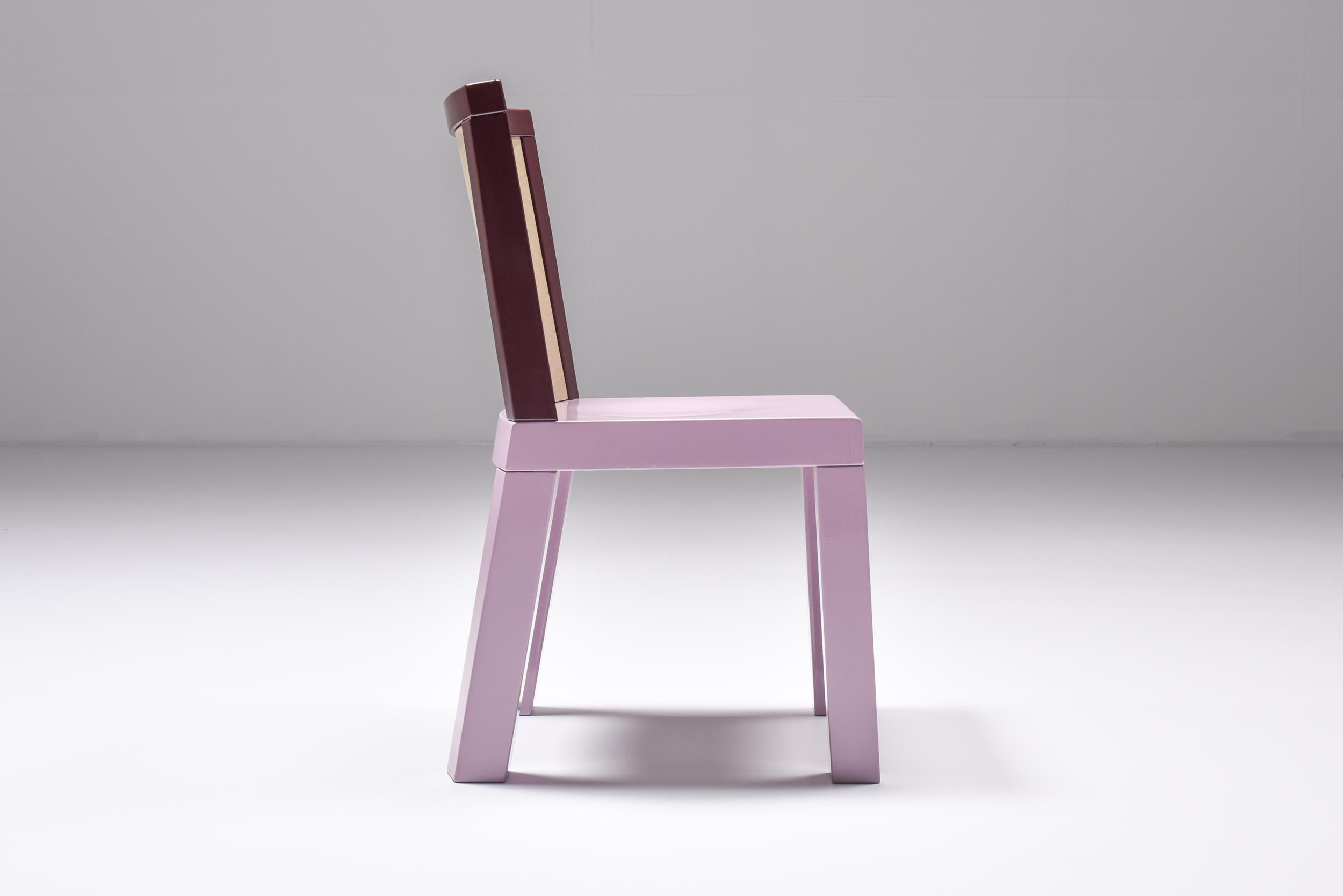 Postmodern Ettore Sottsass Pink Dining Chairs for Leitner, 1980s In Excellent Condition For Sale In Antwerp, BE