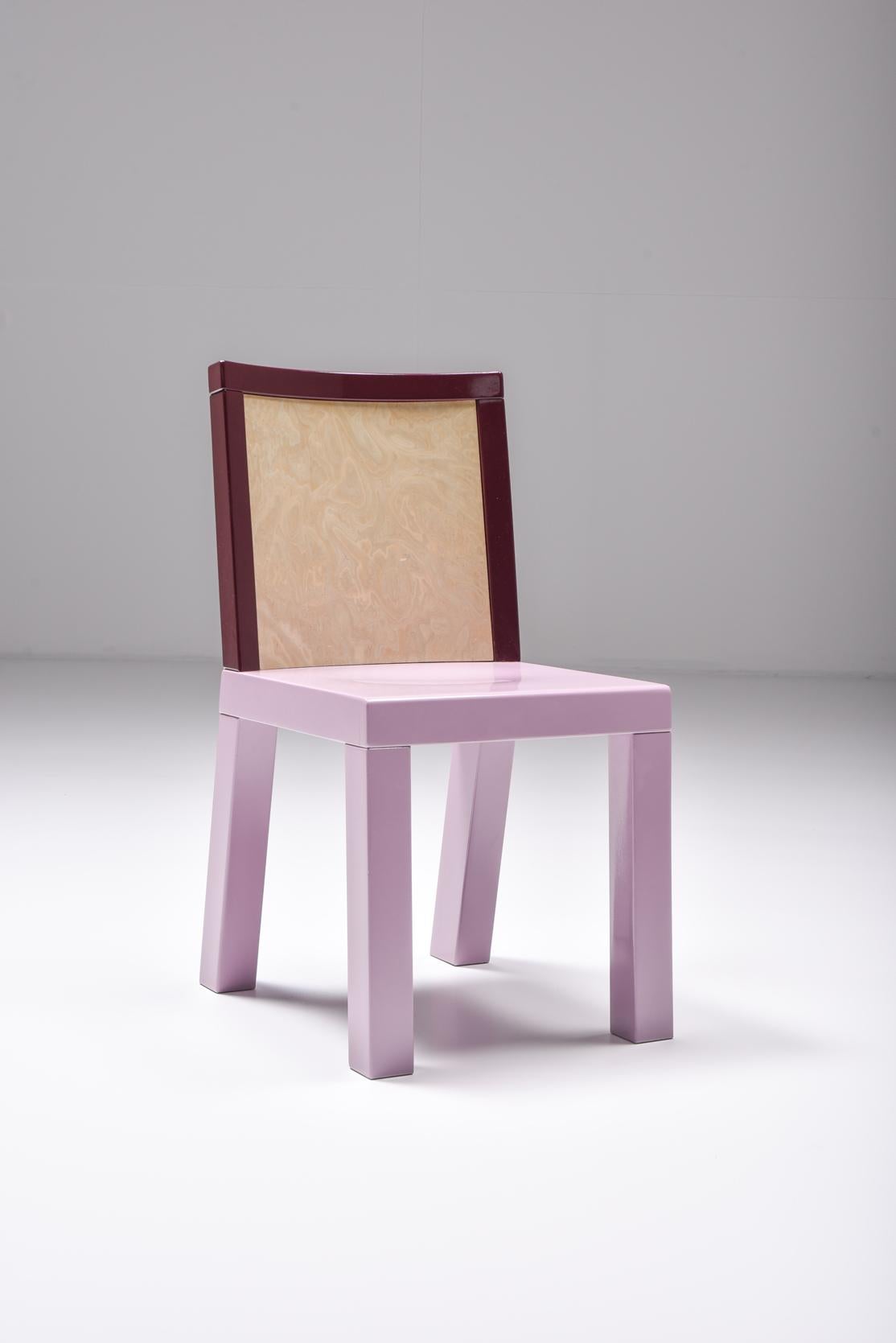 Postmodern Ettore Sottsass Pink Dining Chairs for Leitner, 1980s For Sale 2