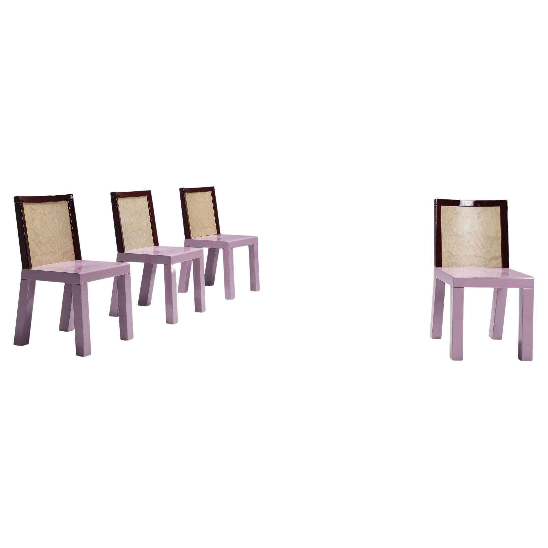 Postmodern Ettore Sottsass Pink Dining Chairs for Leitner, 1980s