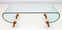 Postmodern Fabio Di Bartolomei Curved Glass Coffee Table "Tango" by Fiam Italia