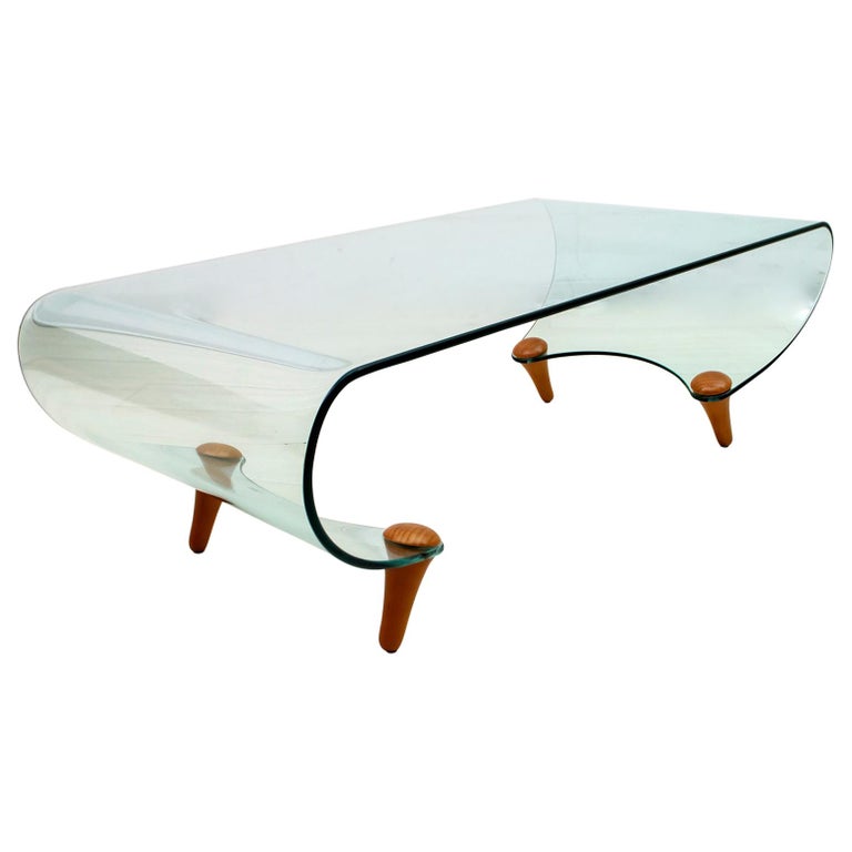 Postmodern Fabio Di Bartolomei Curved Glass Coffee Table "Tango" by Fiam  Italia For Sale at 1stDibs