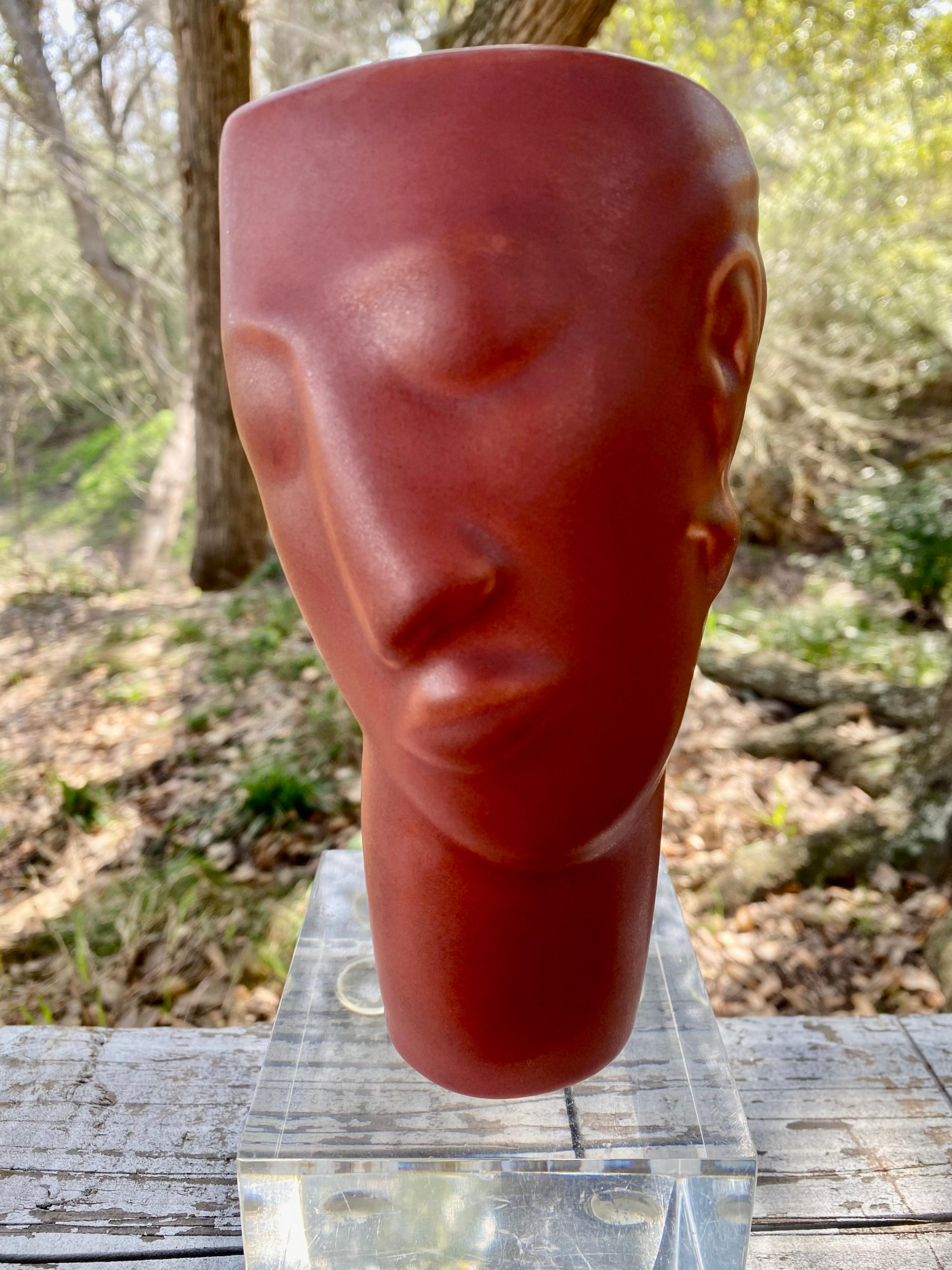 Postmodern Face / Bust Vase by Donna Polseno on Lucite Display Base For Sale 2