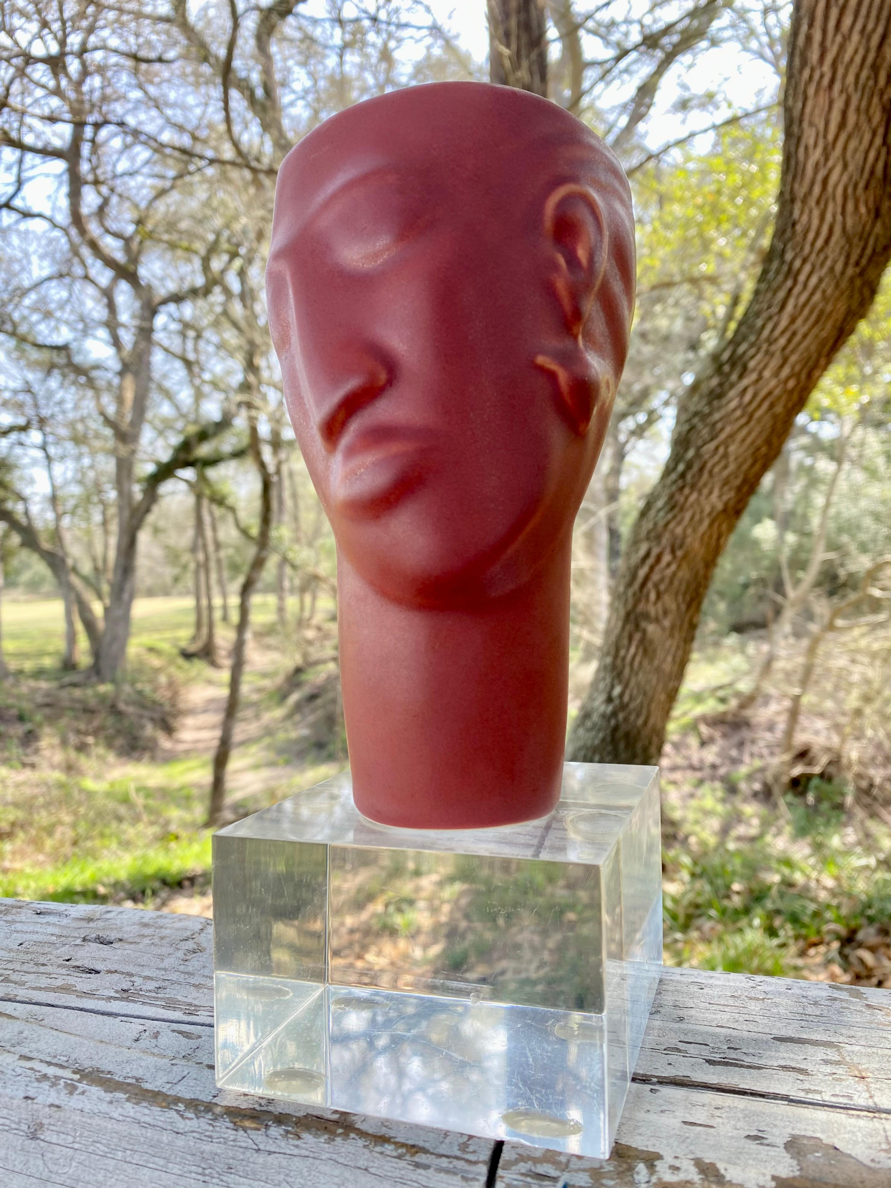 Postmodern Face / Bust Vase by Donna Polseno on Lucite Display Base For Sale 3