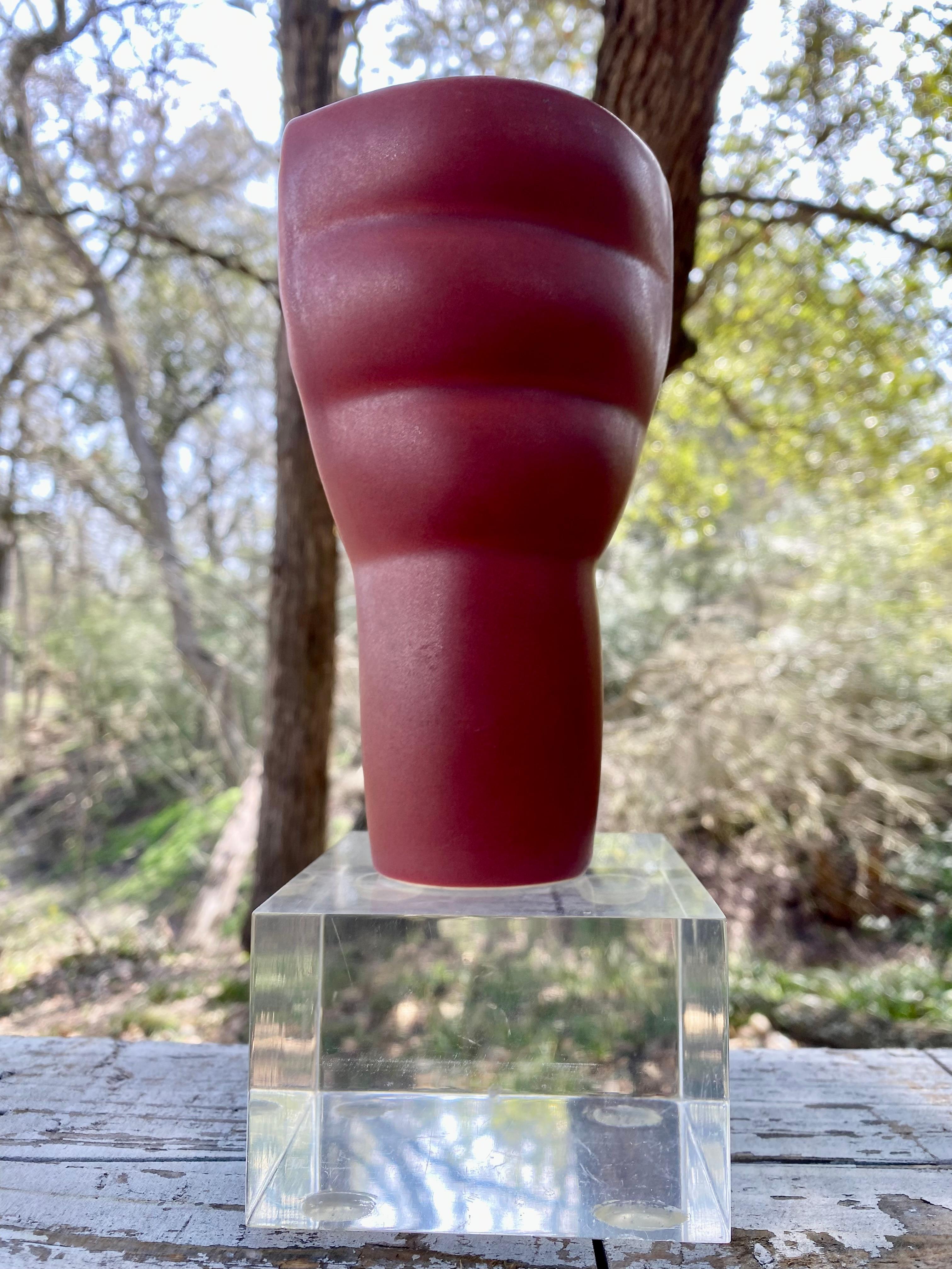 American Postmodern Face / Bust Vase by Donna Polseno on Lucite Display Base For Sale