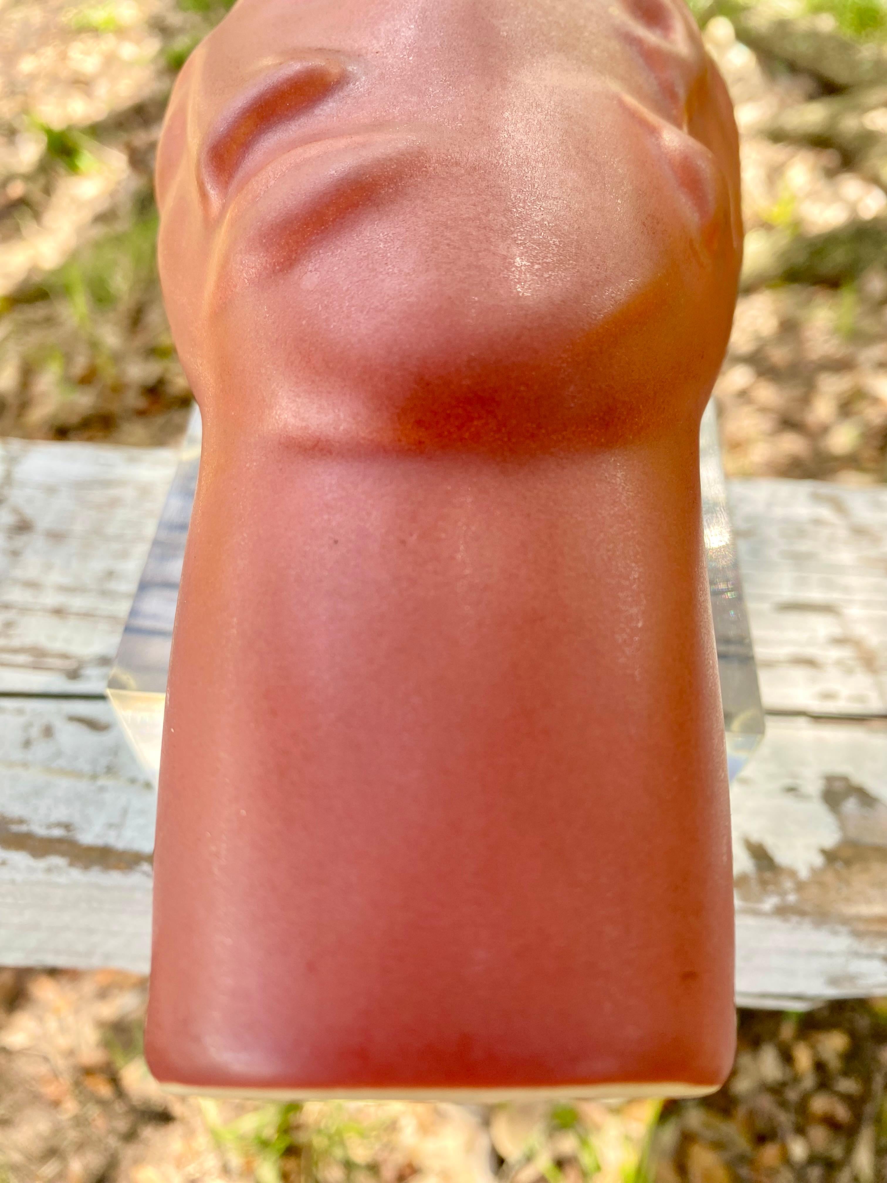 Hand-Crafted Postmodern Face / Bust Vase by Donna Polseno on Lucite Display Base For Sale