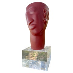 Postmodern Face / Bust Vase by Donna Polseno on Lucite Display Base