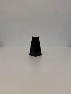 Postmodern Faceted Black Ceramic Bud Vase, 1990s