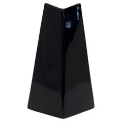 Vintage Postmodern Faceted Black Ceramic Bud Vase, 1990s
