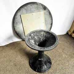 Postmodern Faux Black Marble Swivel Circular Dining Table