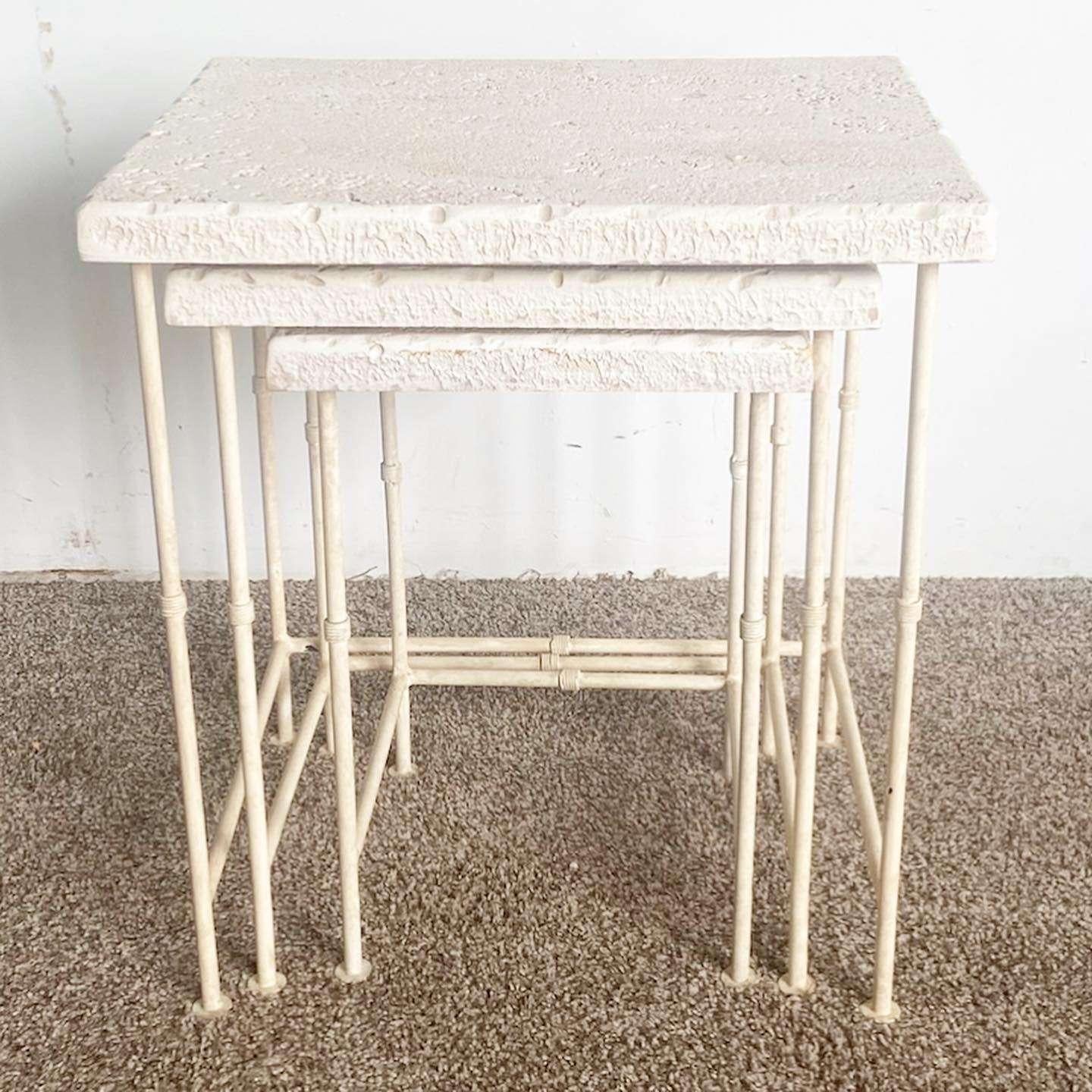 Post-Modern Postmodern Faux Coral Top Nesting Tables - Set of 3 For Sale