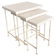Postmodern Faux Coral Top Nesting Tables - Set of 3