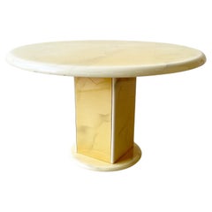 Postmodern Faux Goat Skin Lacquered Circular Dining Table
