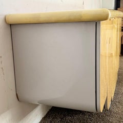 Postmodern Faux Goatskin Lacquered Scalloped Floating Credenza
