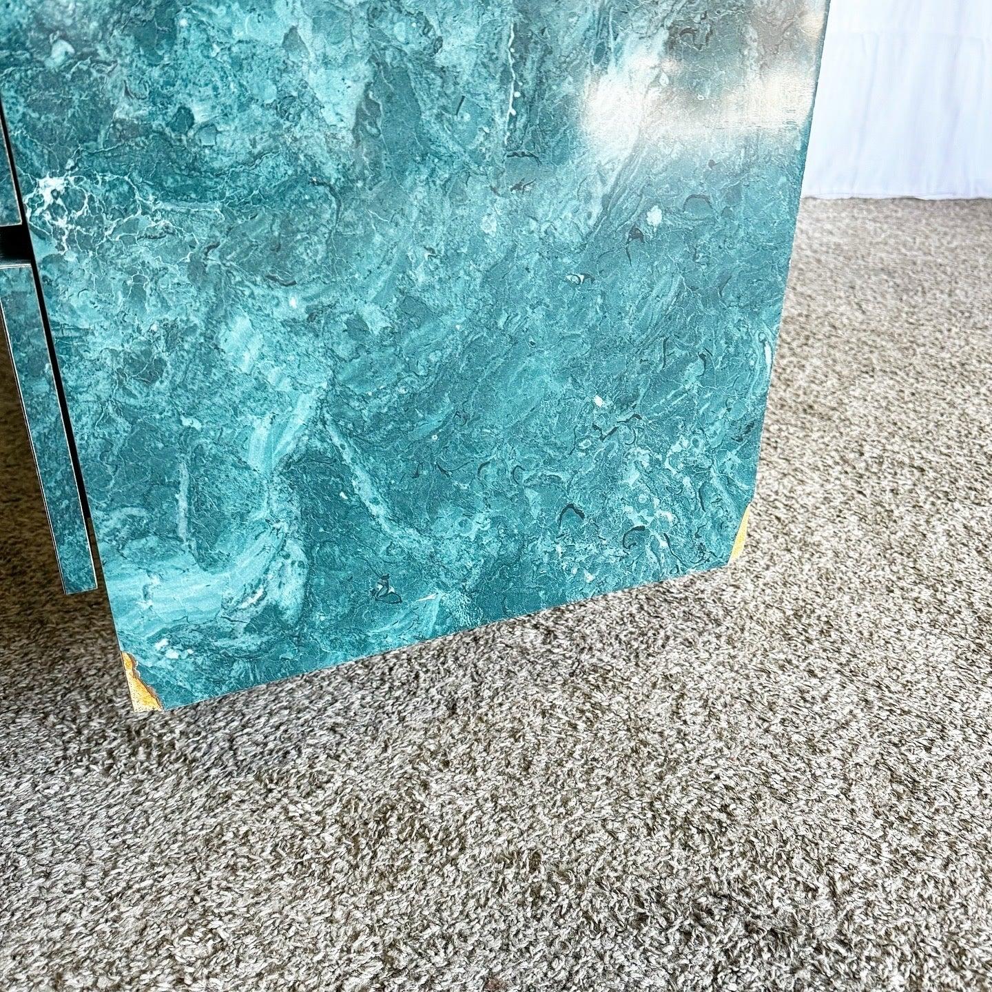 Postmodern Faux Green Marble Laminate Waterfall Dresser 2