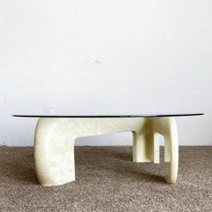 Postmodern Faux Marble Fiberglass Glass Top Z Coffee Table