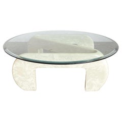 Postmoderner Faux Marmor Glas Glasplatte Z Couchtisch